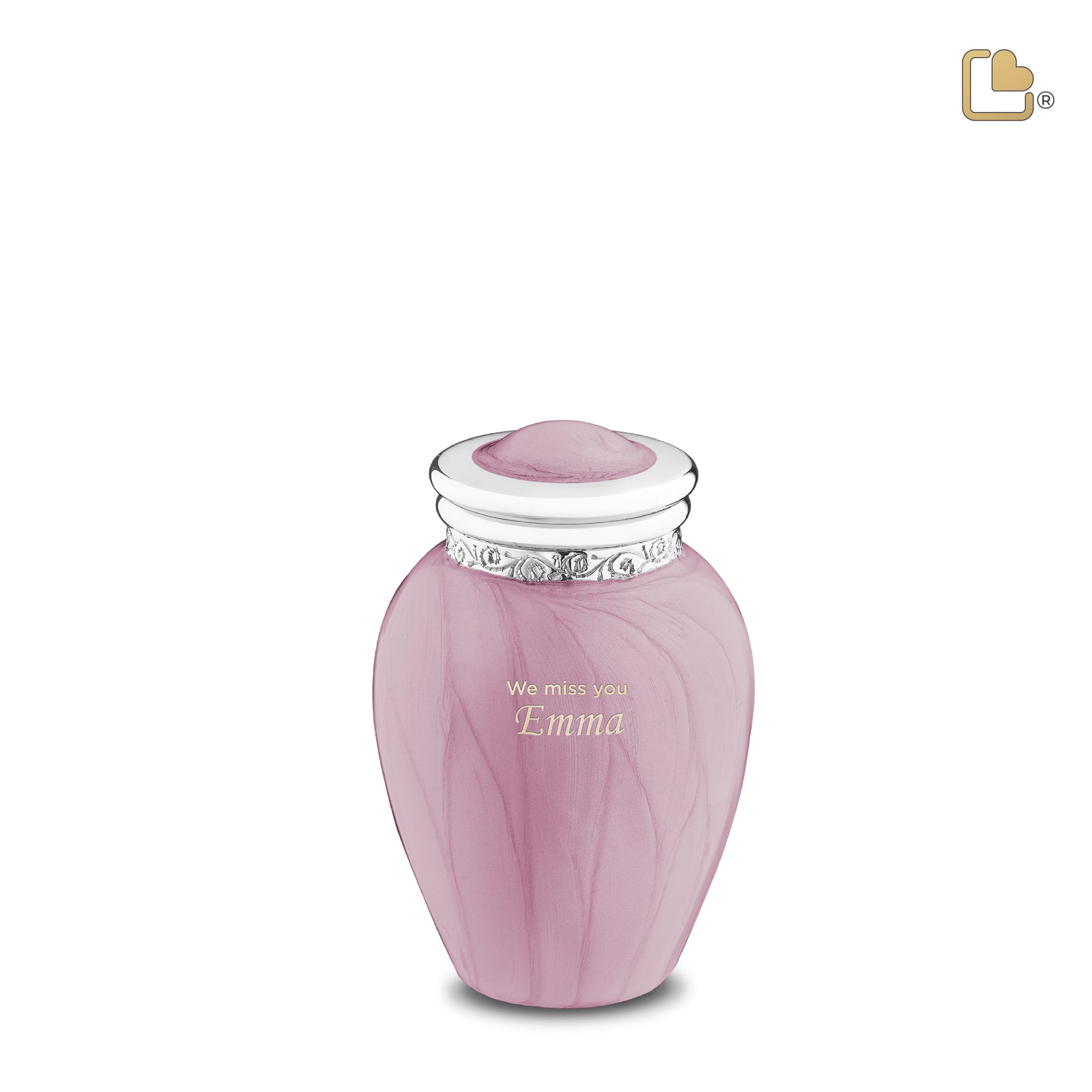 K667 Blessing Keepsake Urn Pearl Pink & Pol Silver