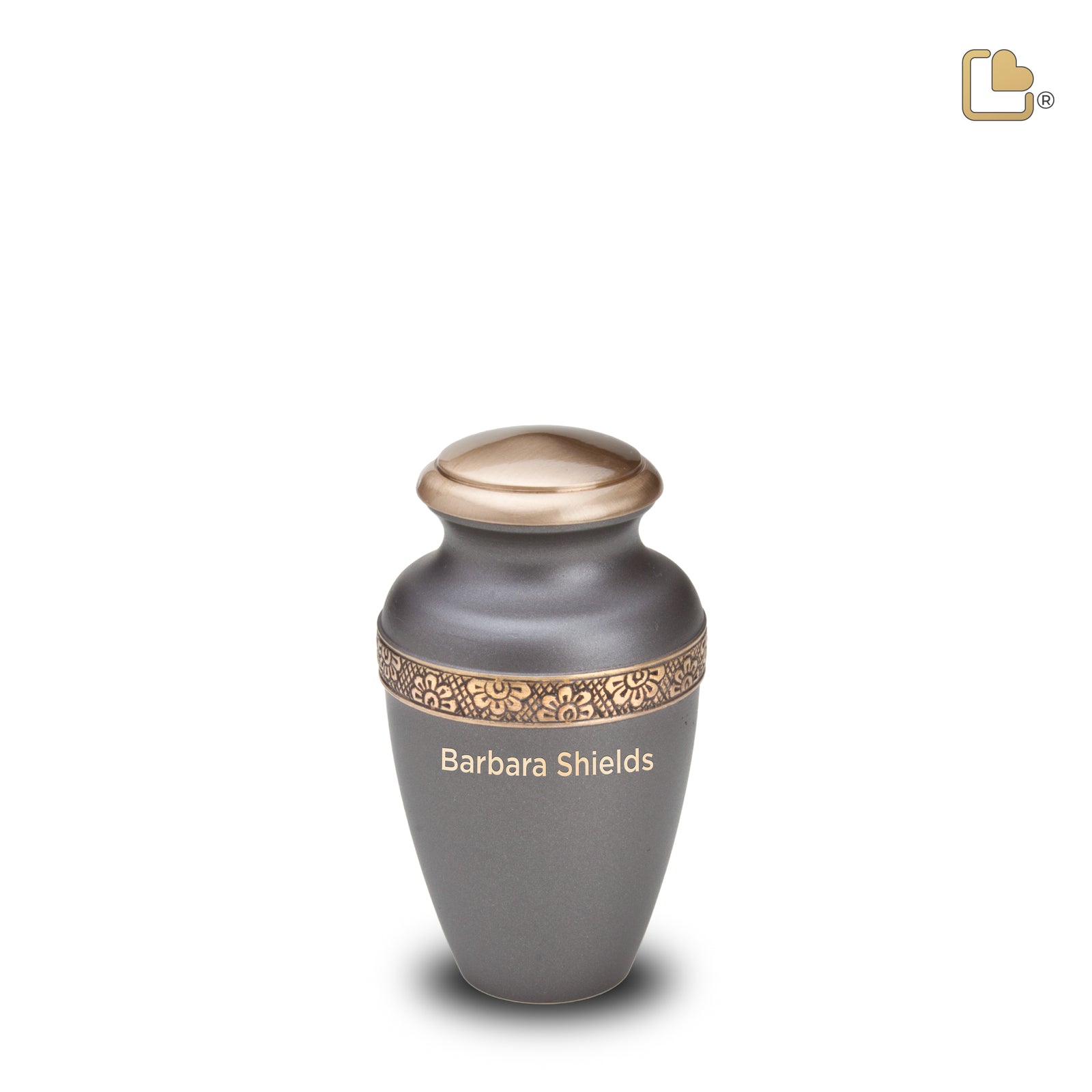 K902 Floral Band Keepsake Urn Slate & Bru Gold