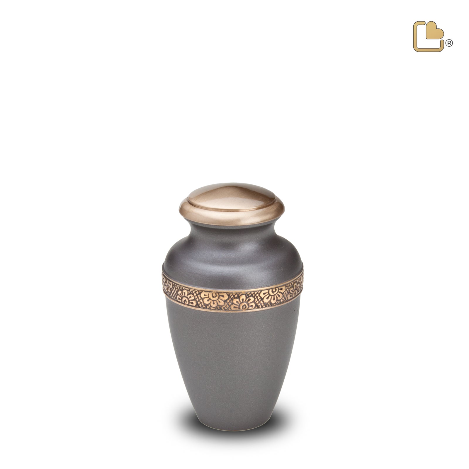 K902 Floral Band Keepsake Urn Slate & Bru Gold