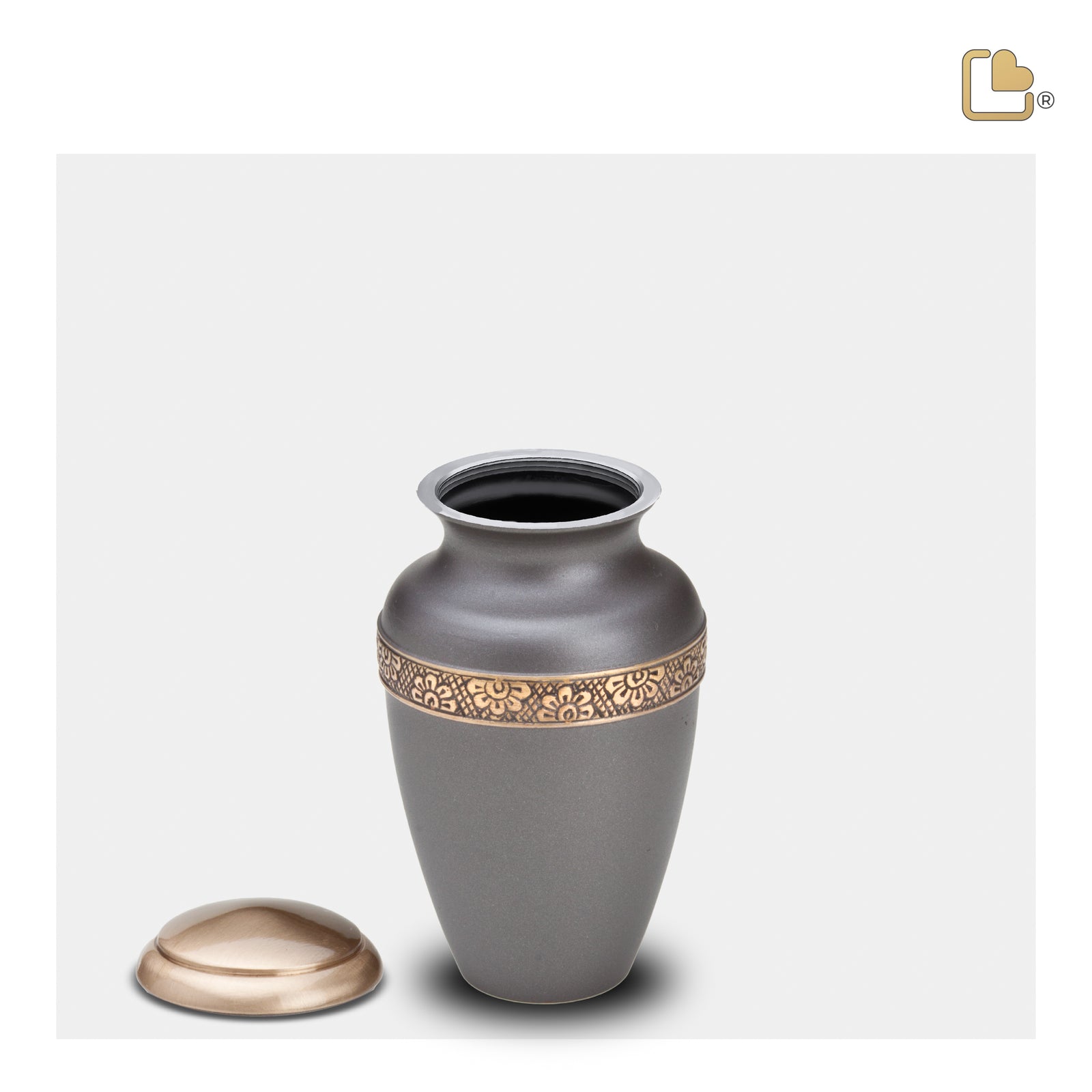 K902 Floral Band Keepsake Urn Slate & Bru Gold