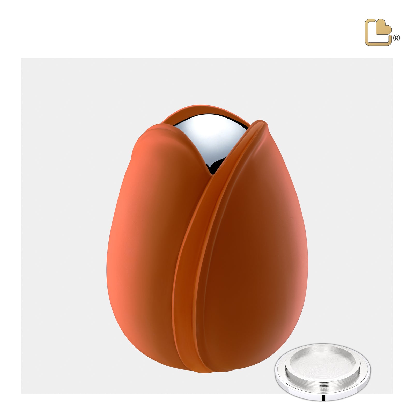 M1051 Tulip Medium Urn Orange & Pol Silver