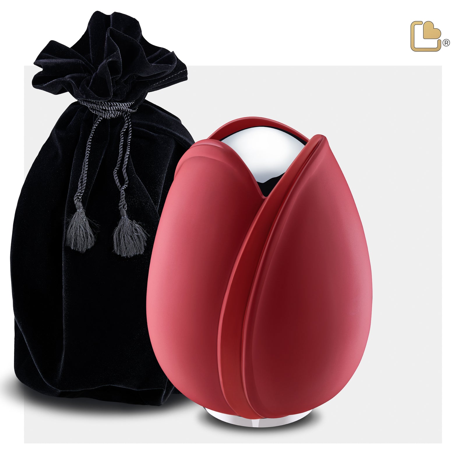 M1052 Tulip Medium Urn Red & Pol Silver