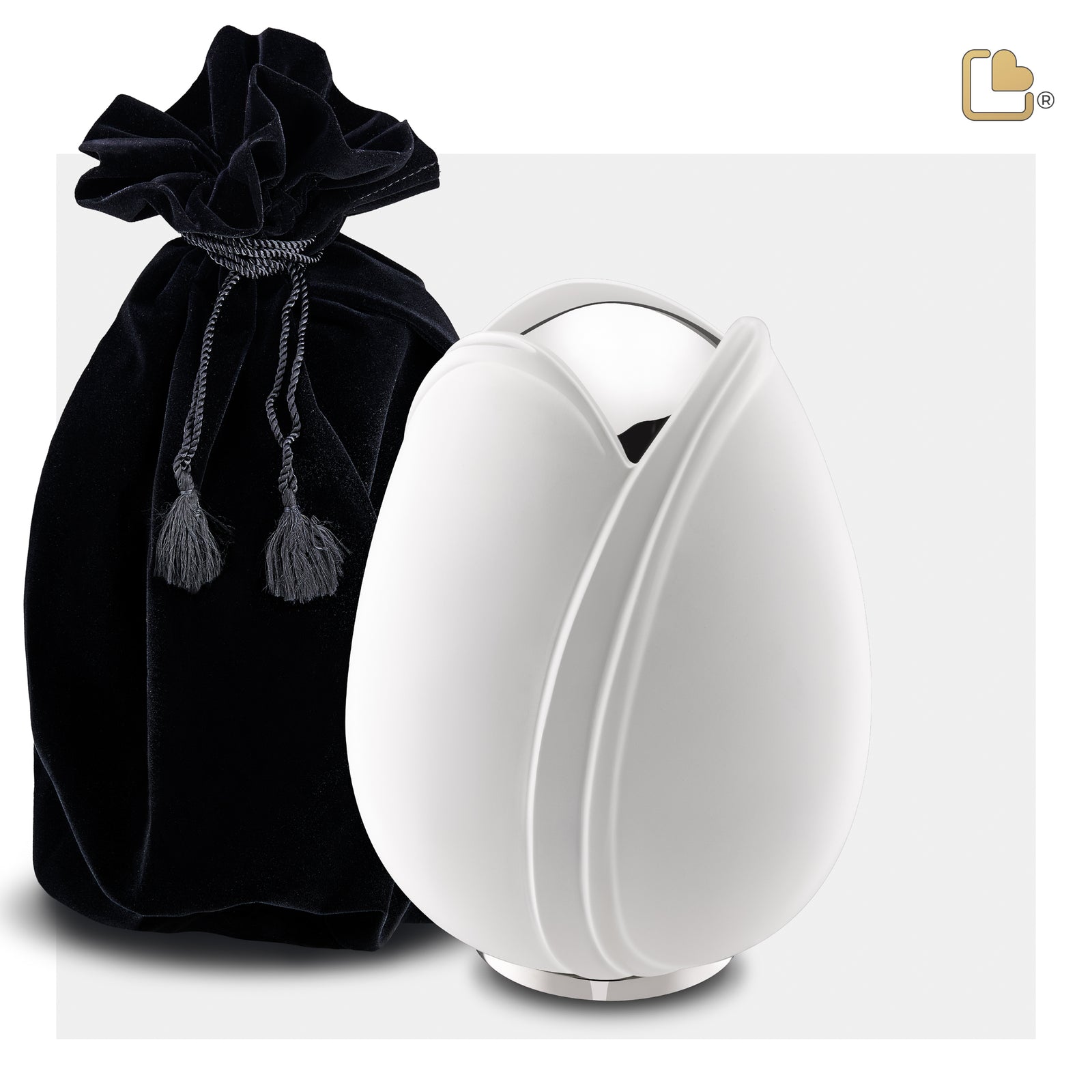 M1055 Tulip Medium Urn White & Pol Silver