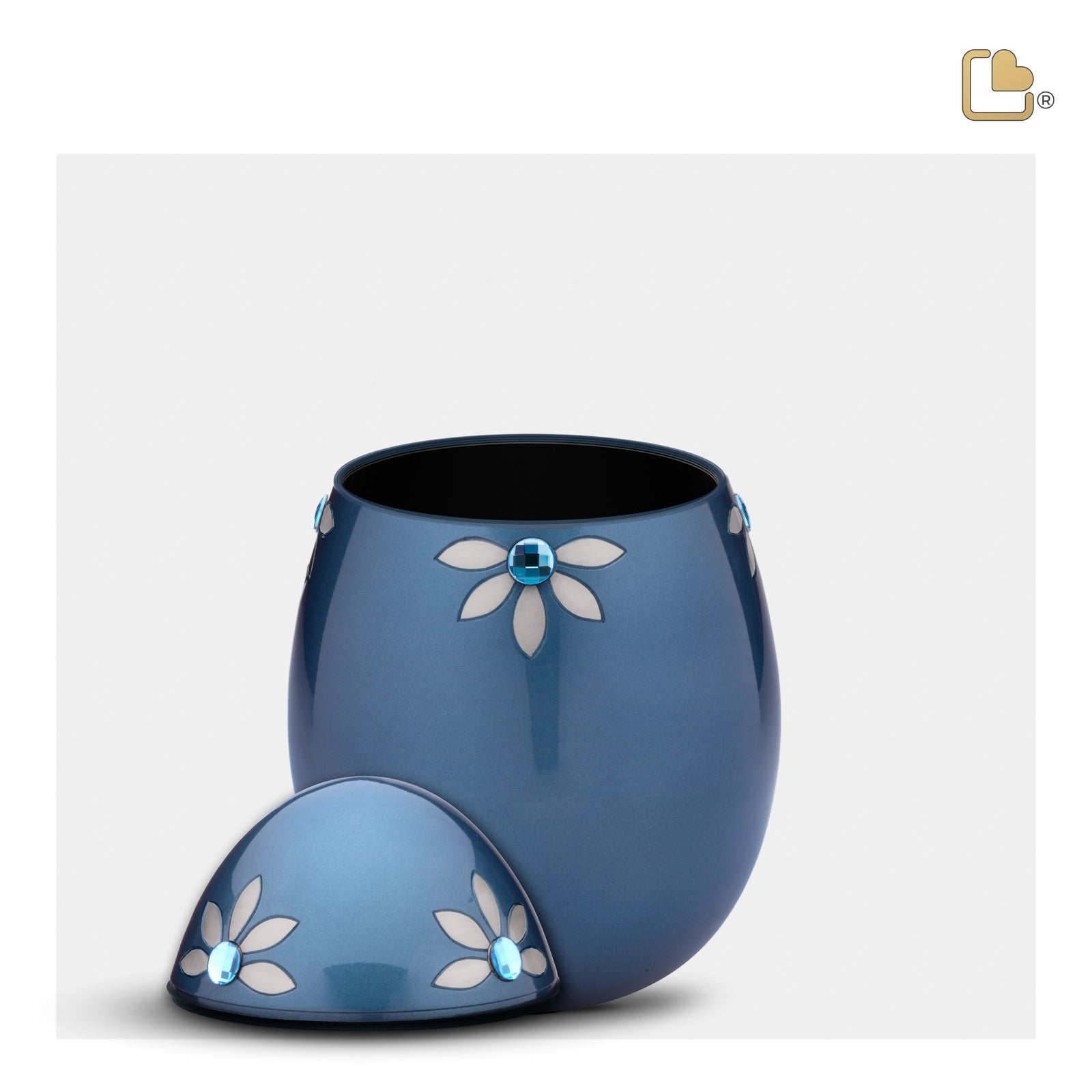 M271 Nirvana Azure Medium Urn Blue & Bru Pewter w/Crystal
