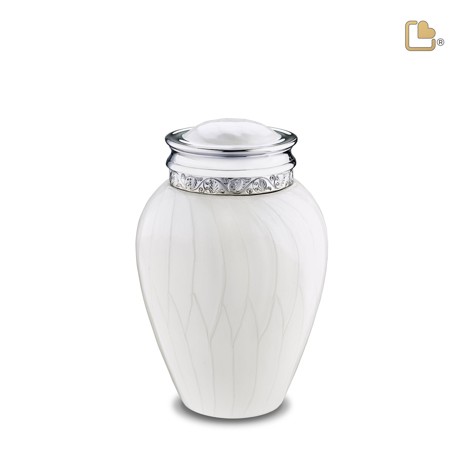 M297 Blessing Medium Urn Pearl White & Pol Silver