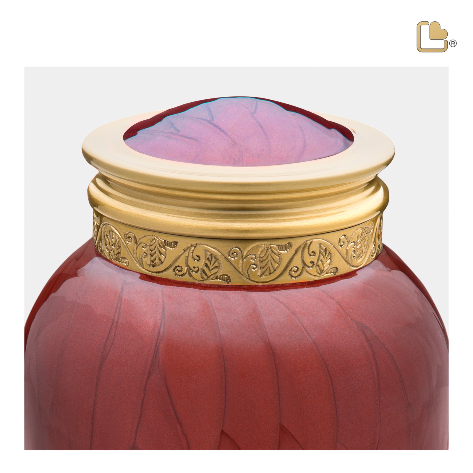 M299 Blessing Medium Urn Pearl Crimson & Bru Gold