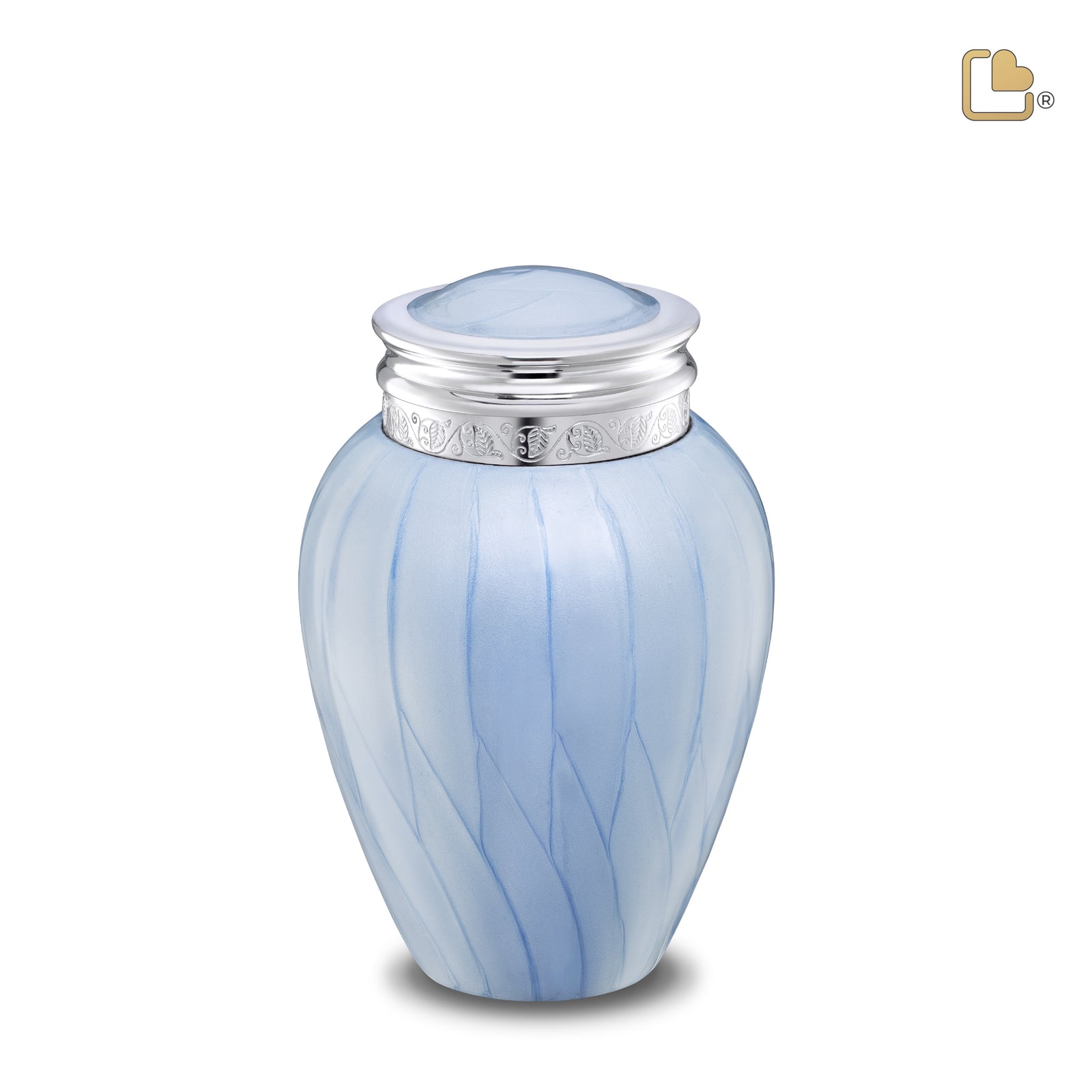 M668 Blessing Medium Urn Pearl Blue & Pol Silver