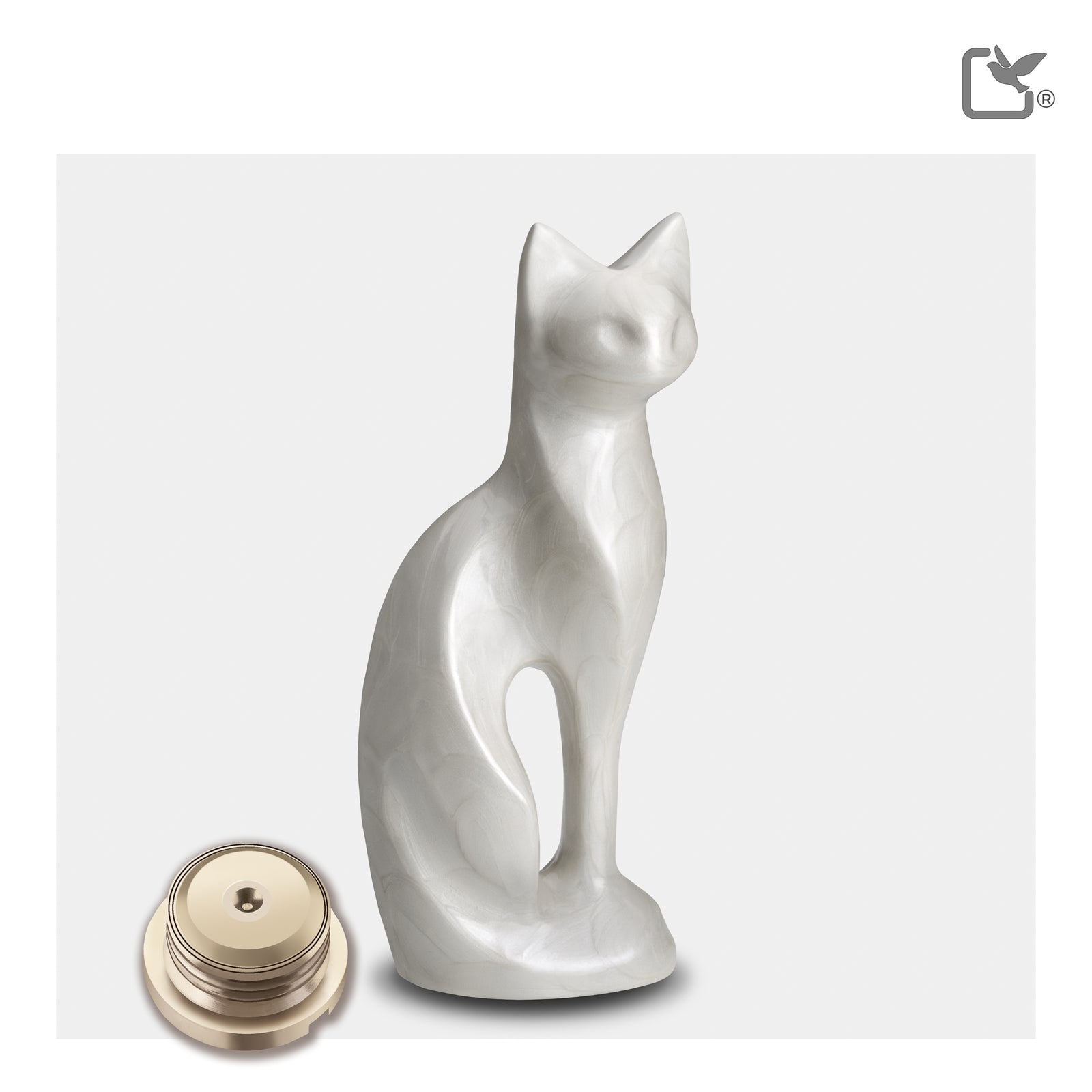 P260 Cat Pet Urn Pearl White
