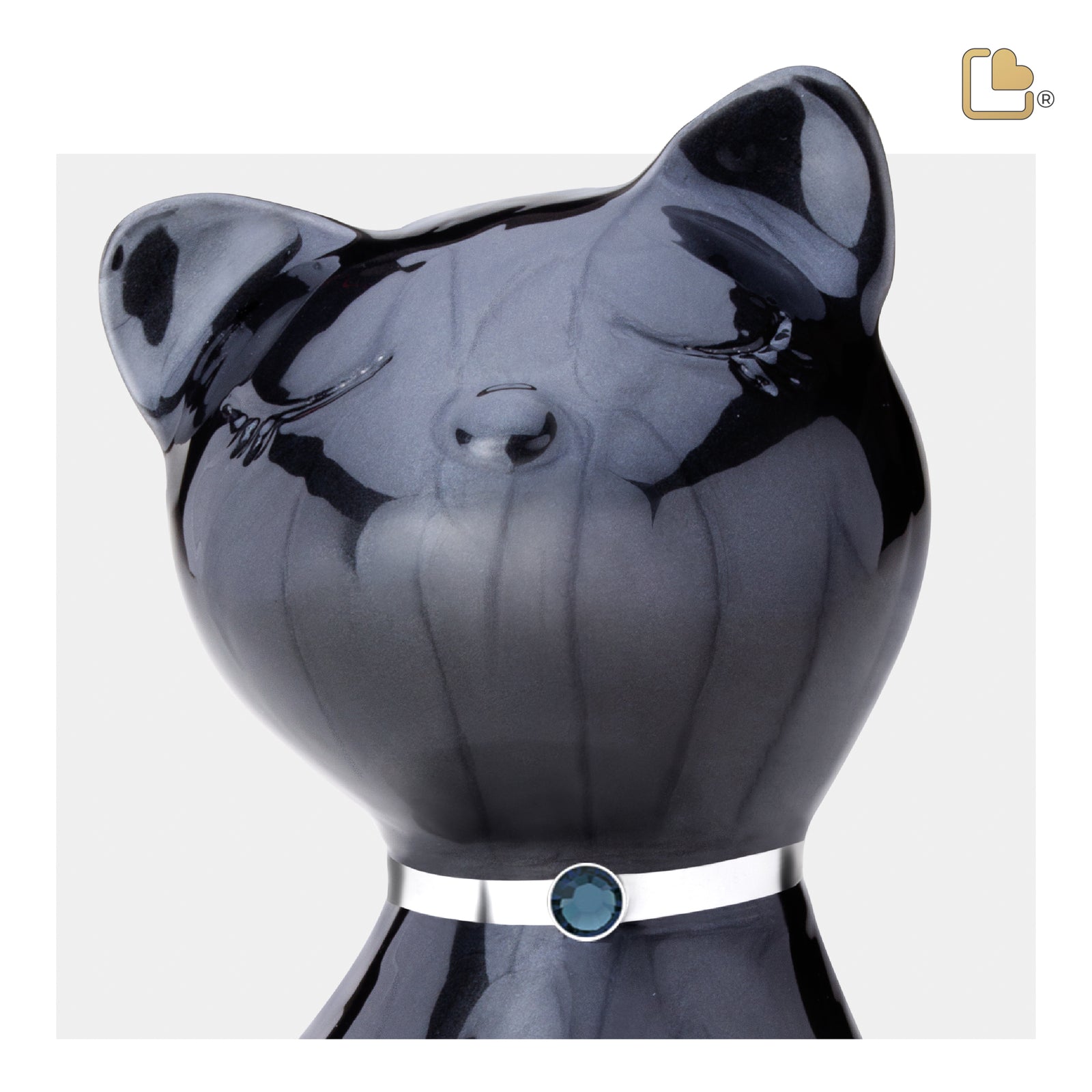 P264 PrincessCat Pet Urn Pearl Midnight & Bru Pewter w/Crystal
