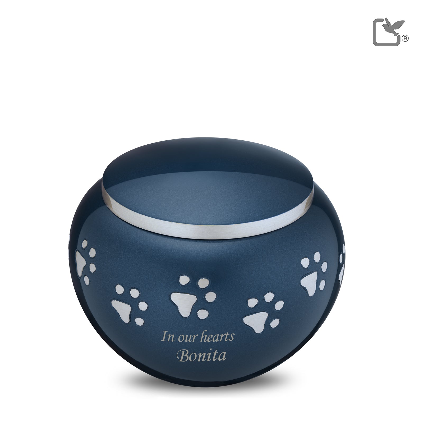 P271M Classic Round Medium Pet Urn Blue & Bru Pewter