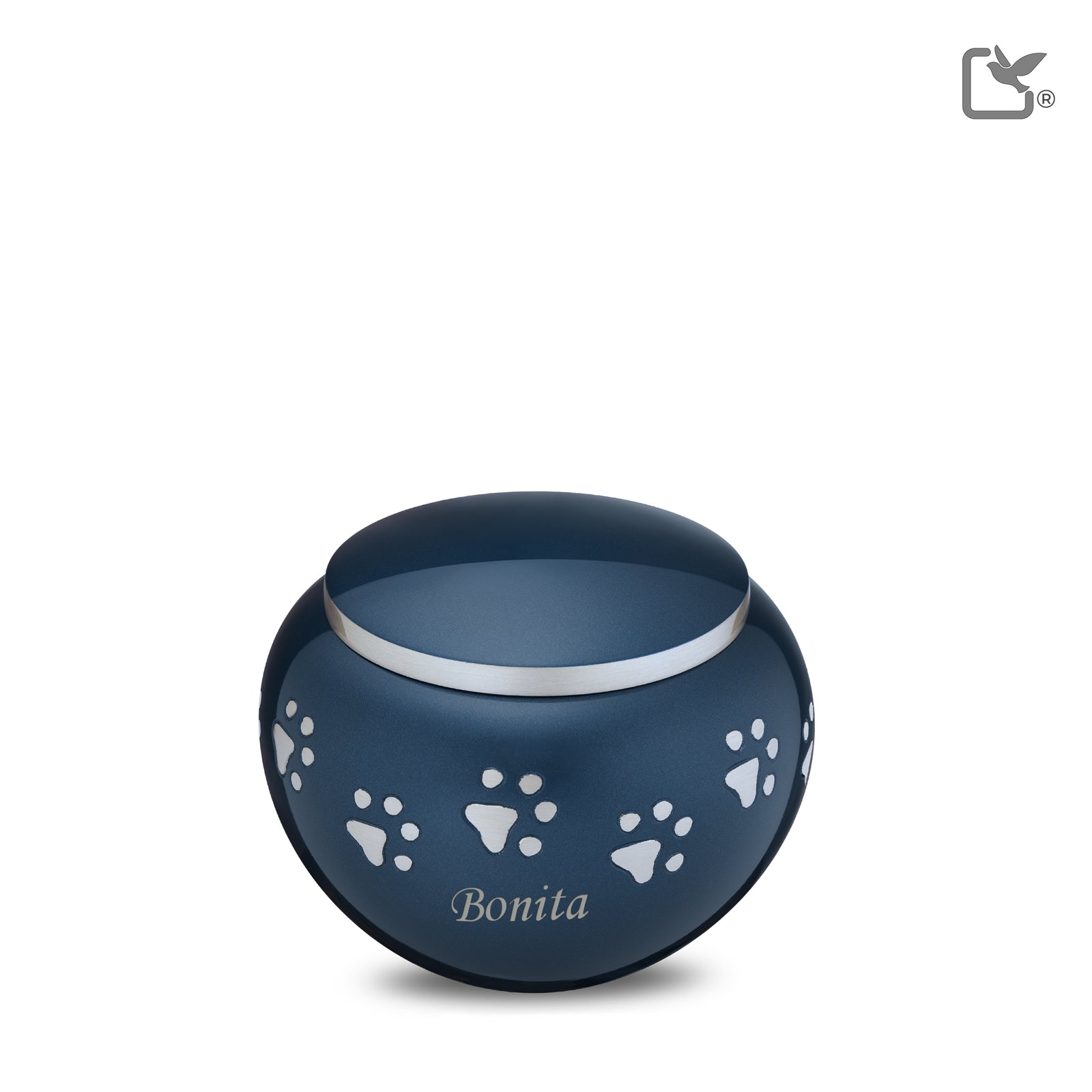 P271S Classic Round Small Pet Urn Blue & Bru Pewter