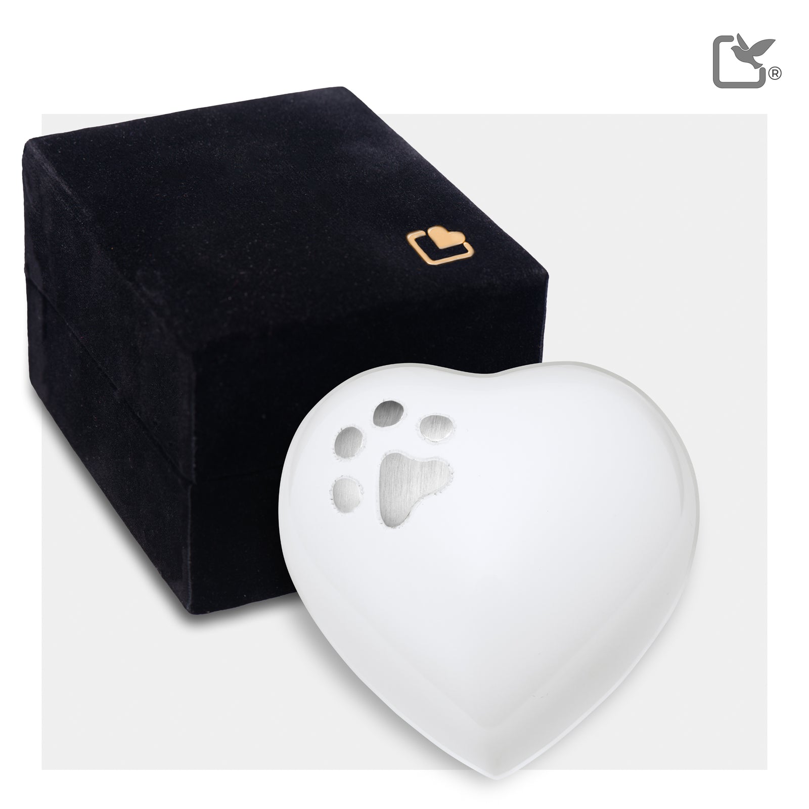 P272K Keepsake Heart Pet Urn White & Bru Pewter