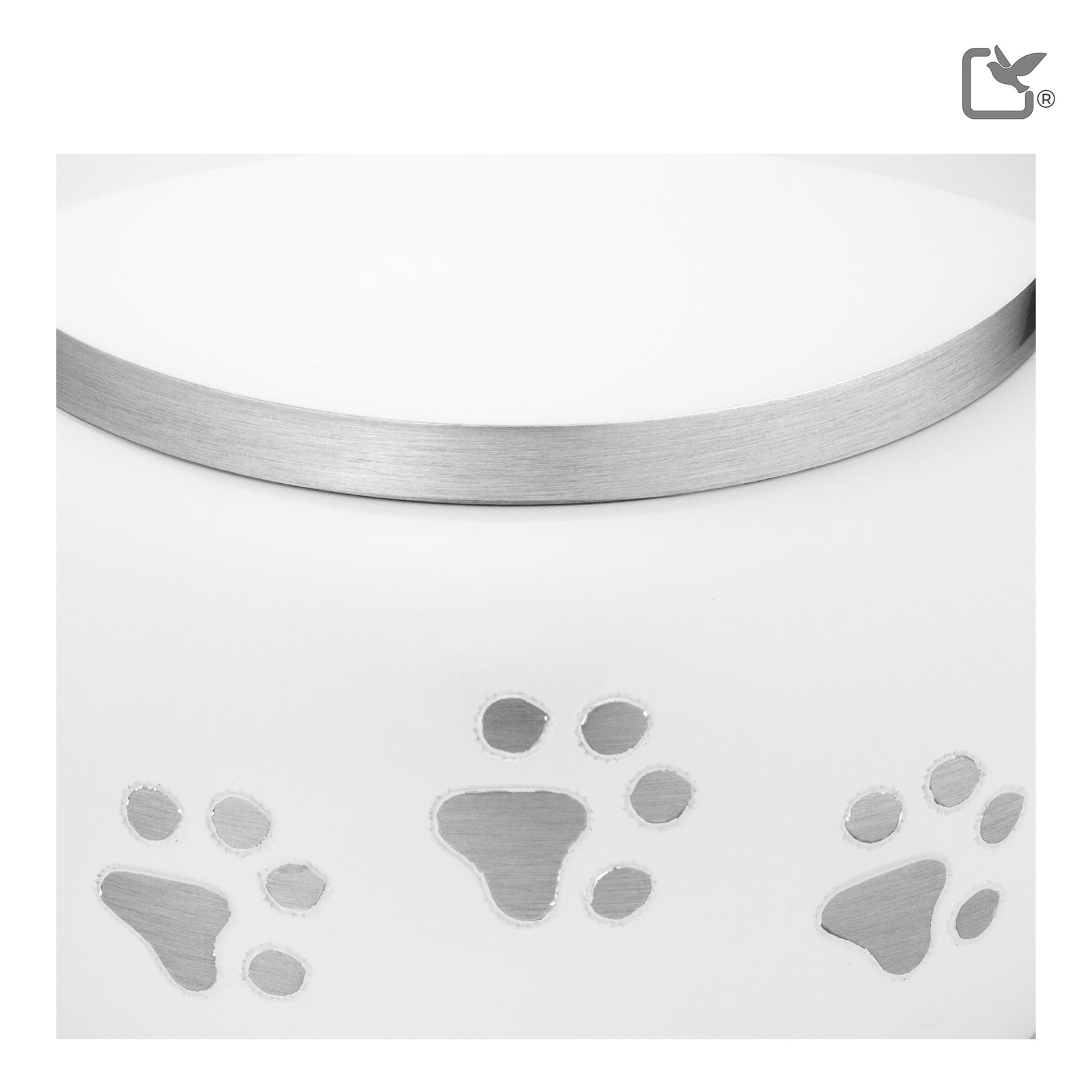 P272L Classic Round Large Pet Urn White & Bru Pewter