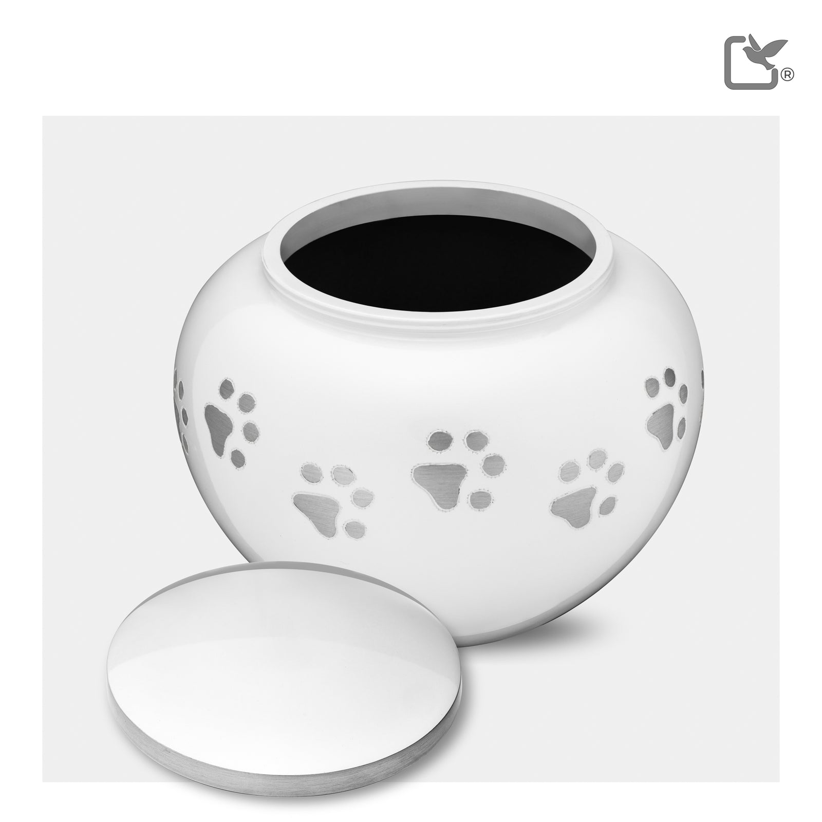 P272L Classic Round Large Pet Urn White & Bru Pewter