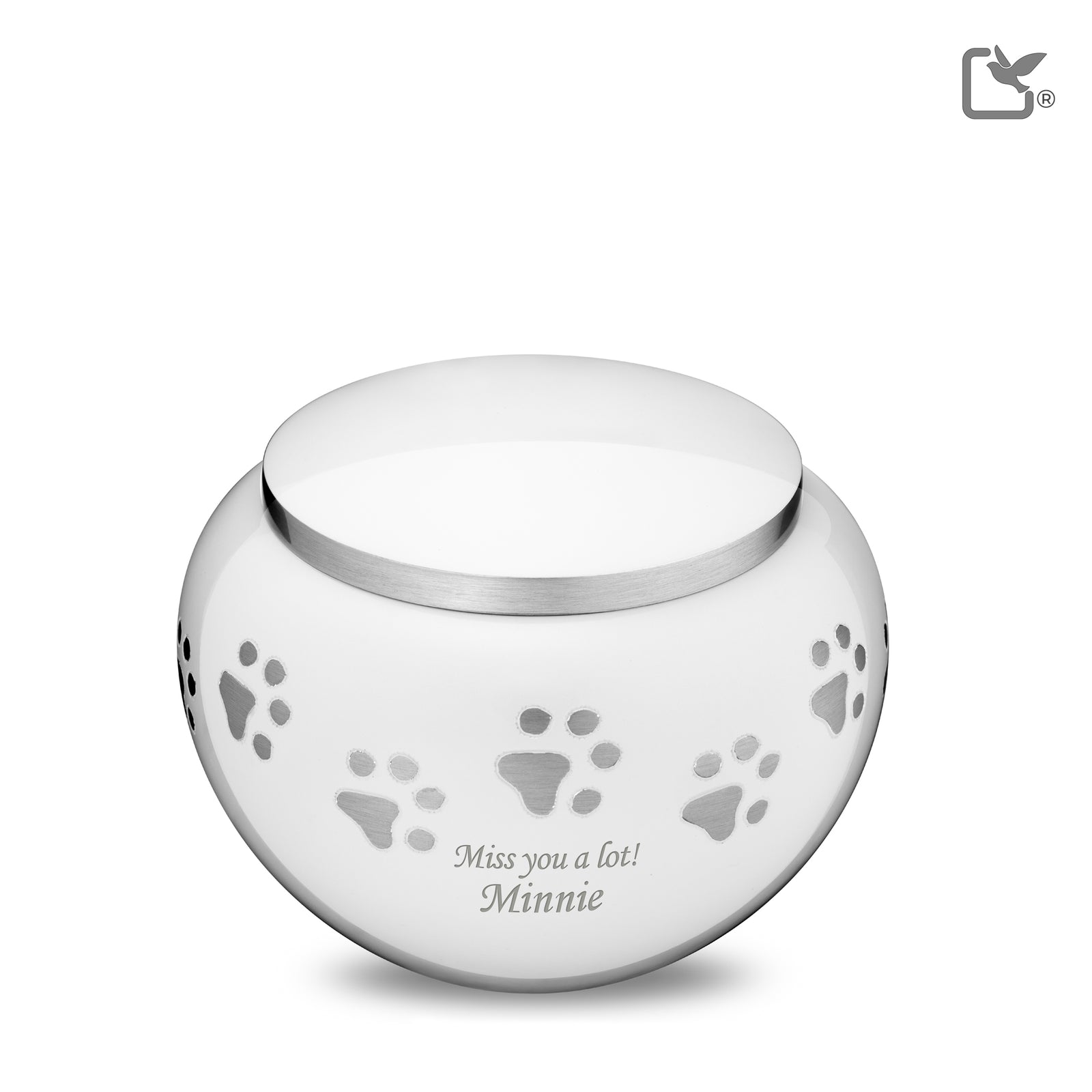 P272M Classic Round Medium Pet Urn White & Bru Pewter