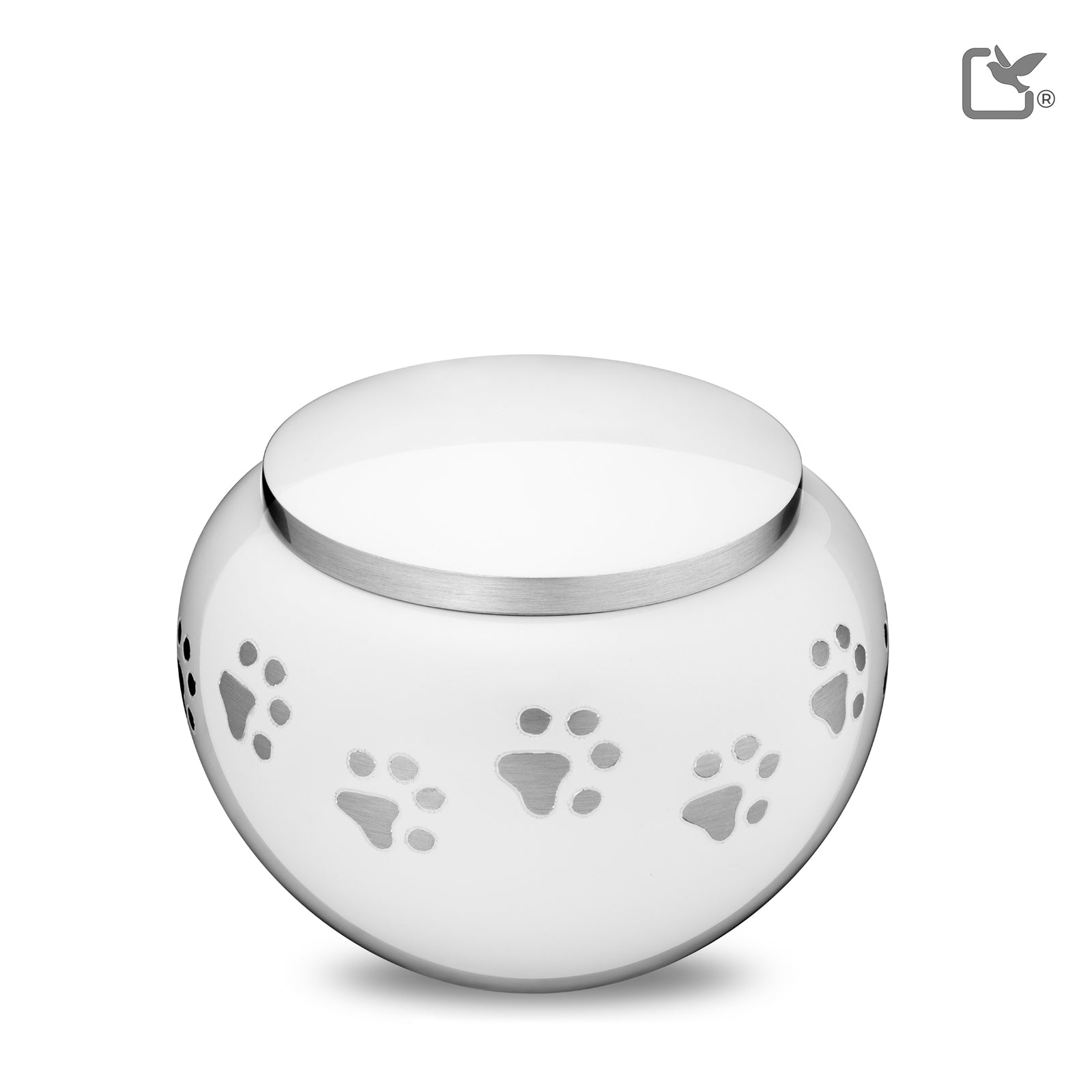 P272M Classic Round Medium Pet Urn White & Bru Pewter