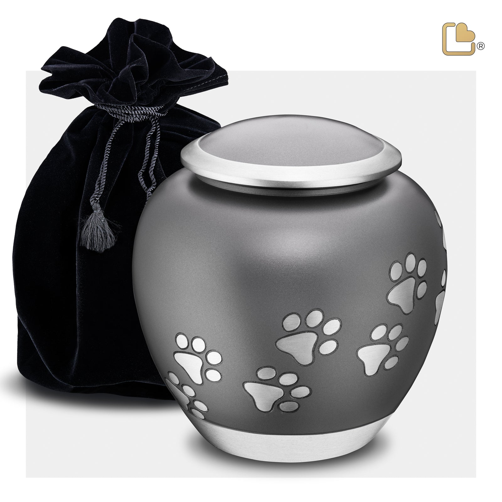 P550L Shadow Large Pawprint Pet Urn French Grey & Bru Pewter