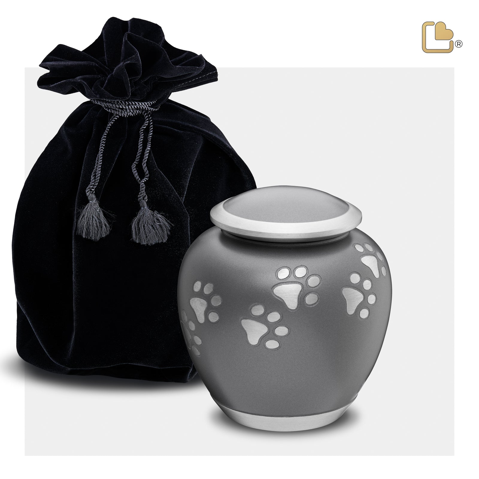 P550S Shadow Small Pawprint Pet Urn French Grey & Bru Pewter