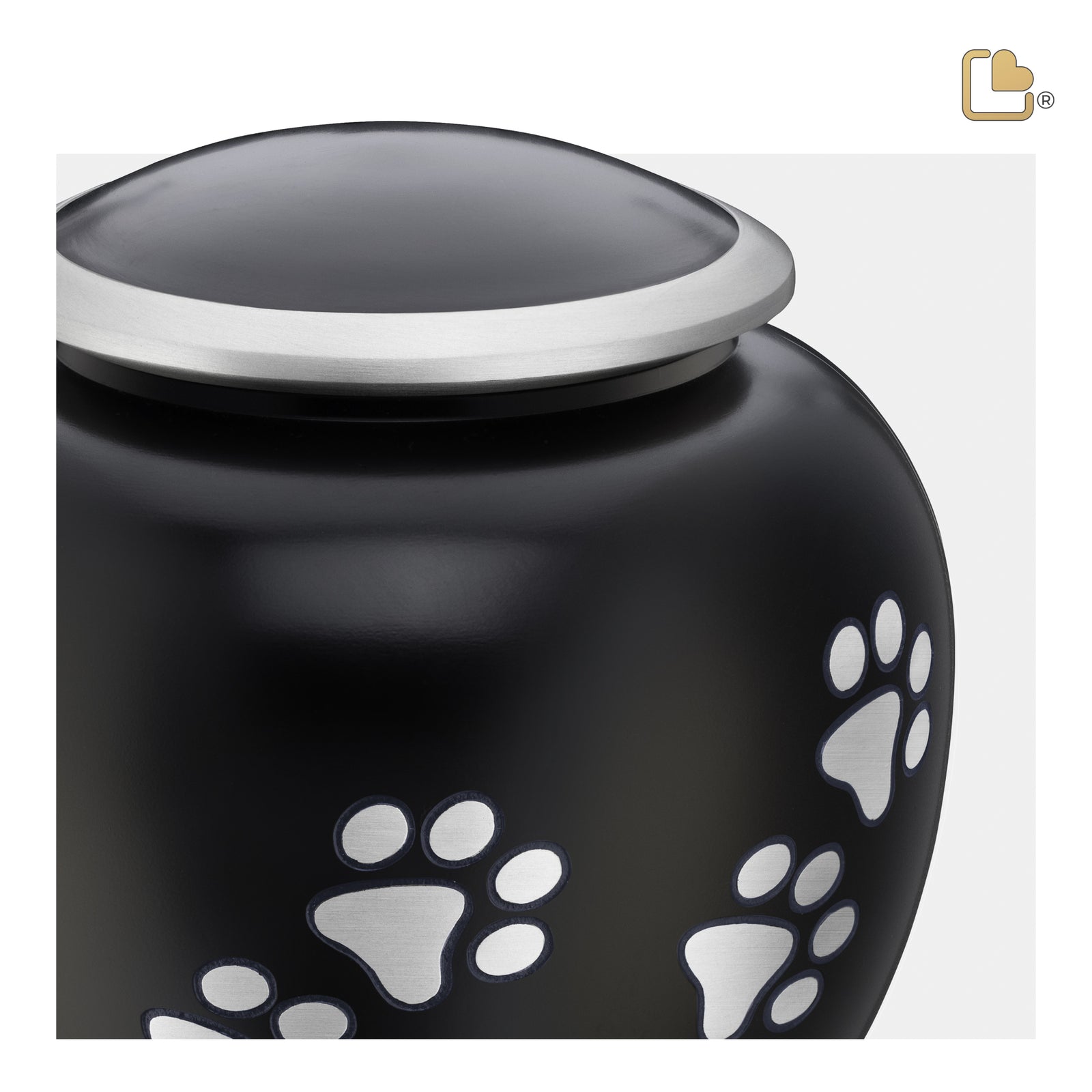 P551L Shadow Large Pawprint Pet Urn Black & Bru Pewter