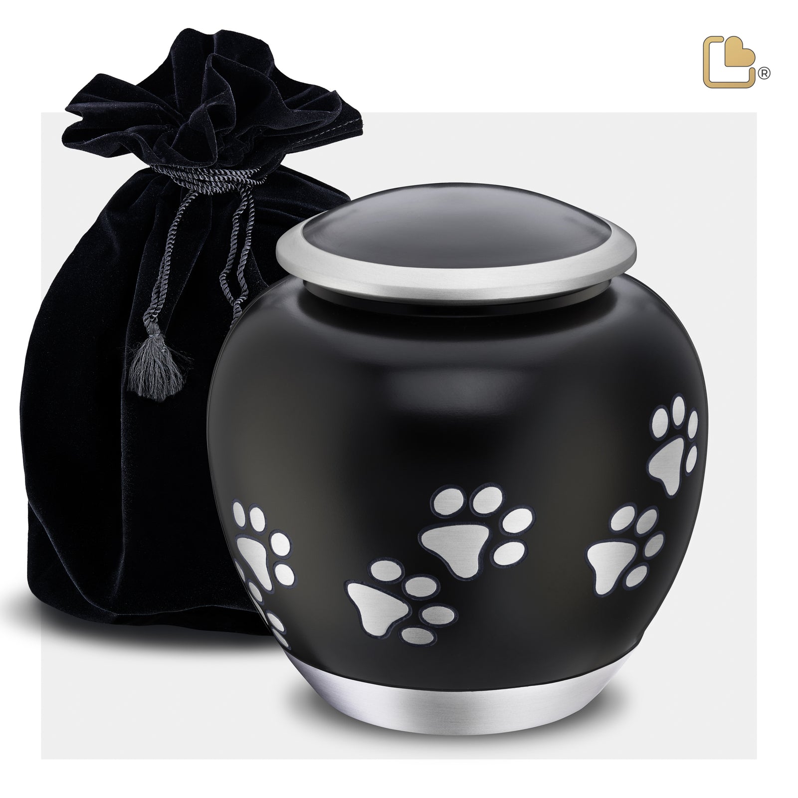 P551L Shadow Large Pawprint Pet Urn Black & Bru Pewter