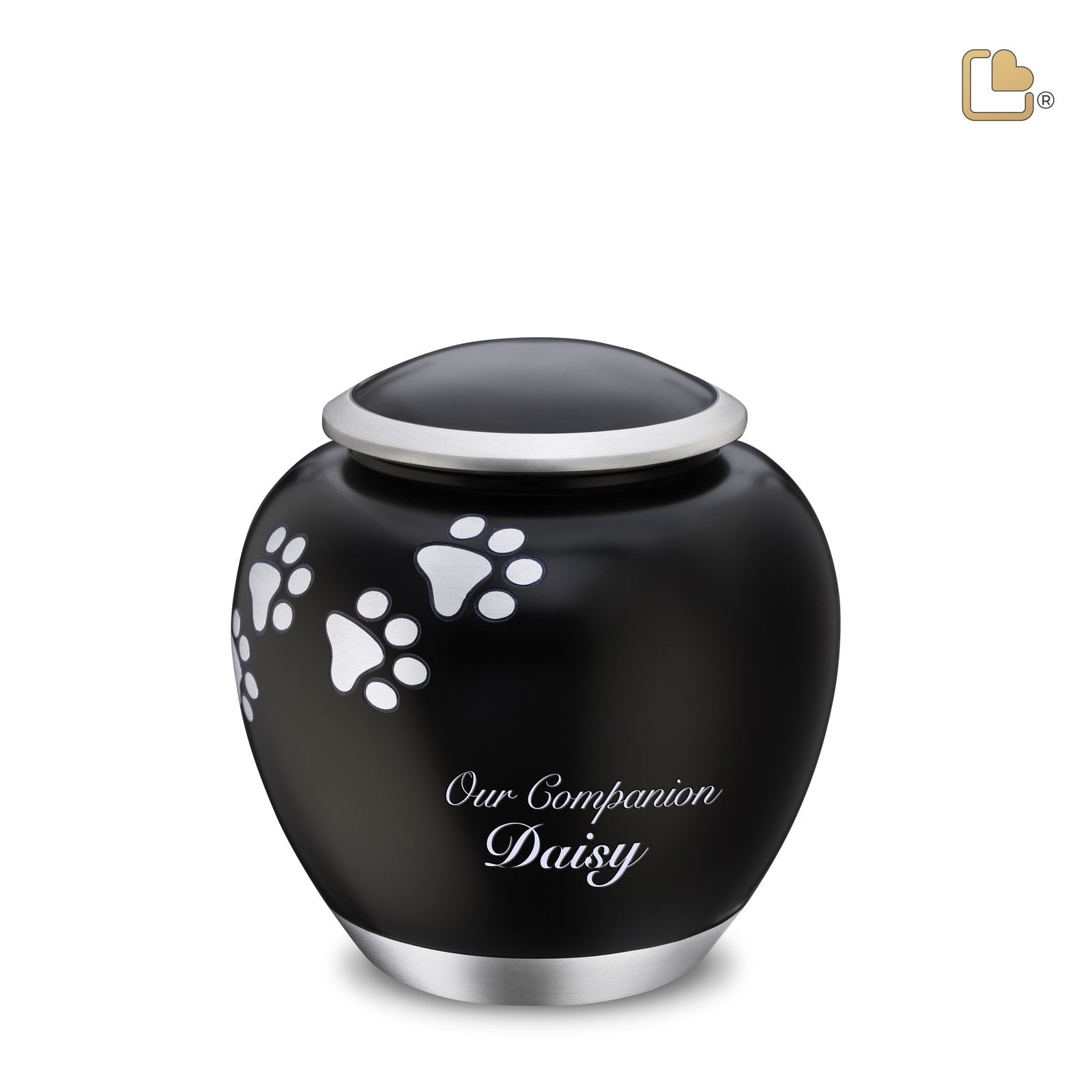 P551M Shadow Medium Pawprint Pet Urn Black & Bru Pewter