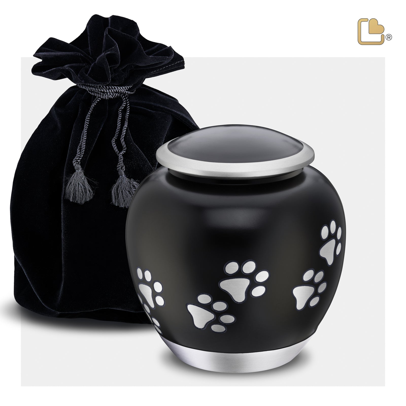 P551M Shadow Medium Pawprint Pet Urn Black & Bru Pewter