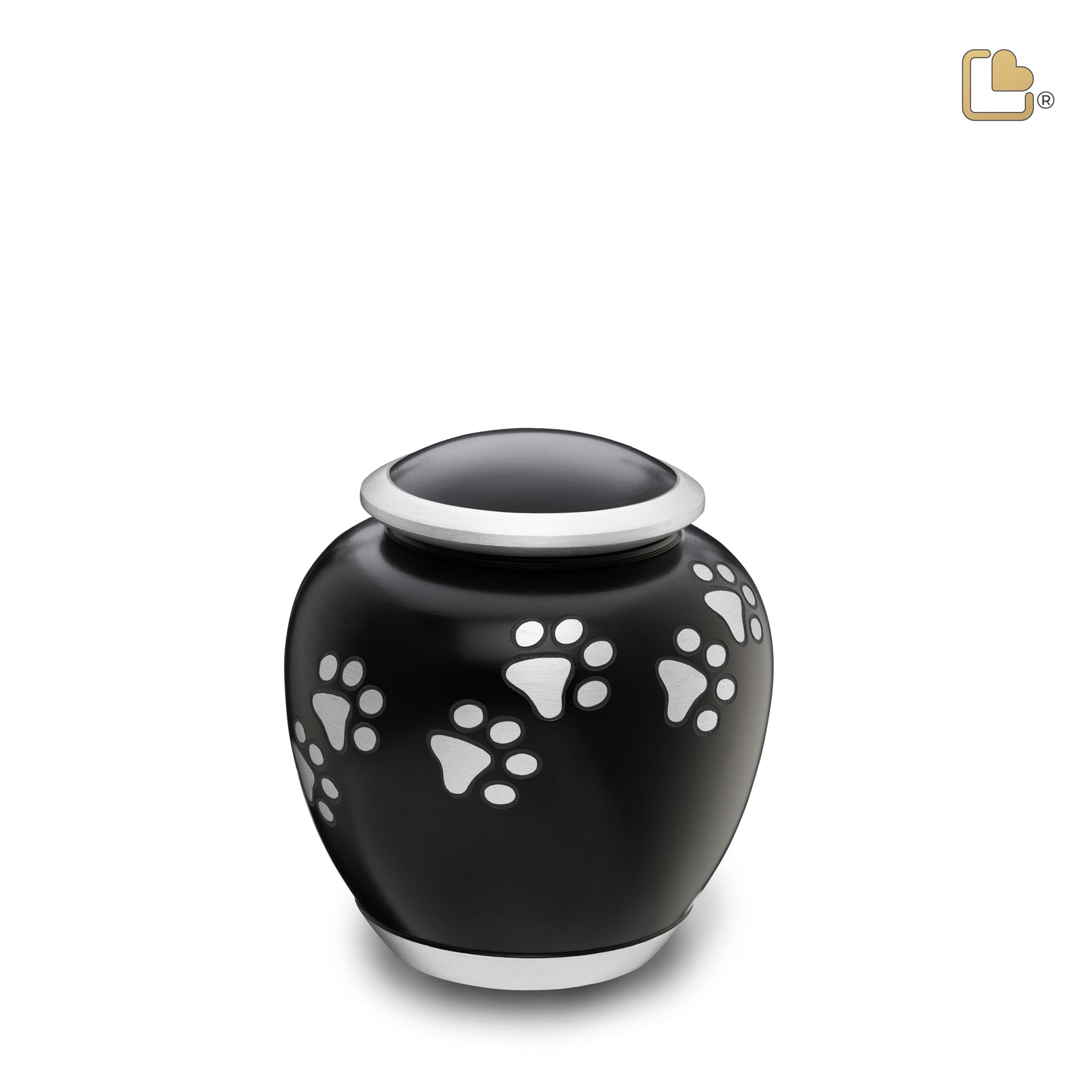 P551S Shadow Small Pawprint Pet Urn Black & Bru Pewter