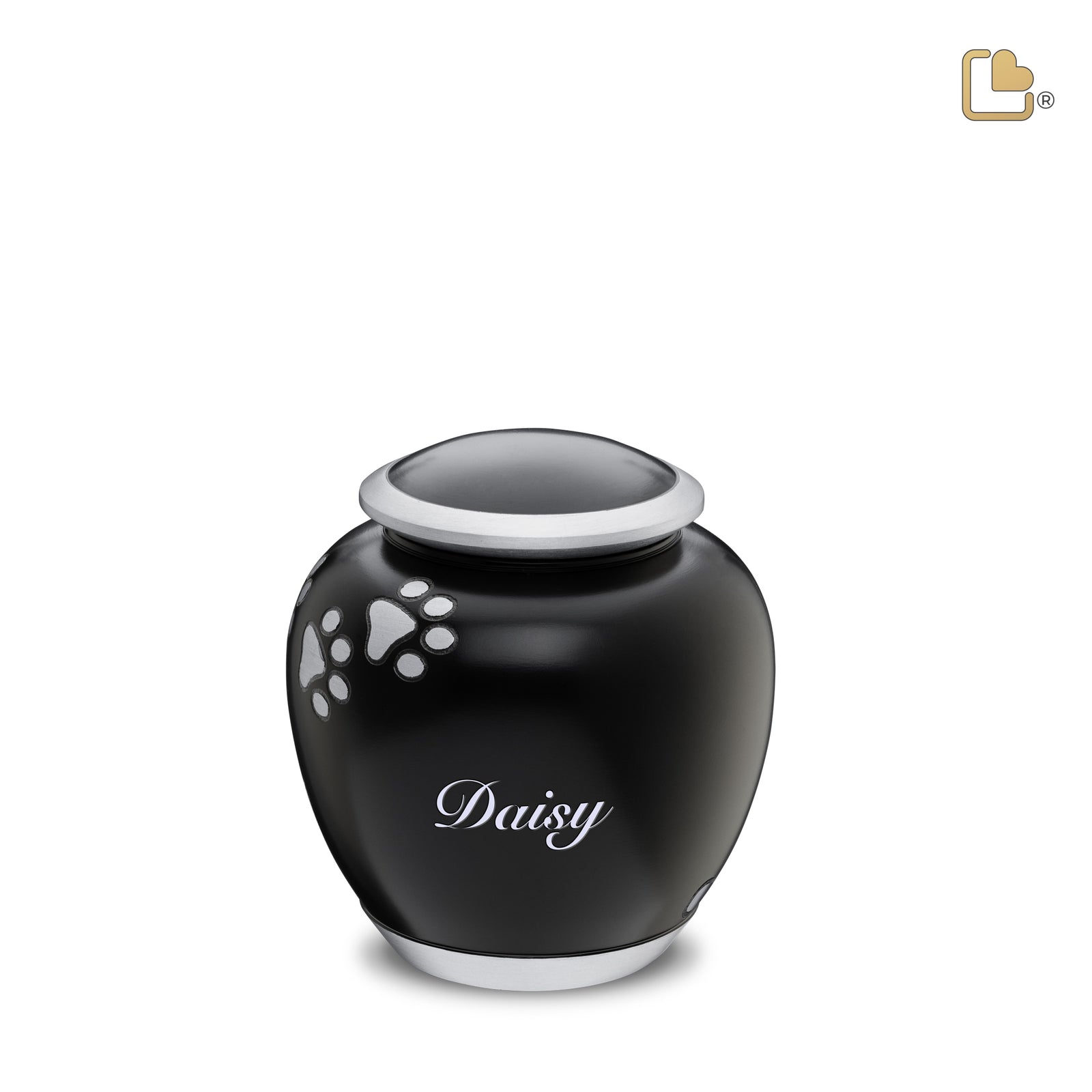 P551S Shadow Small Pawprint Pet Urn Black & Bru Pewter