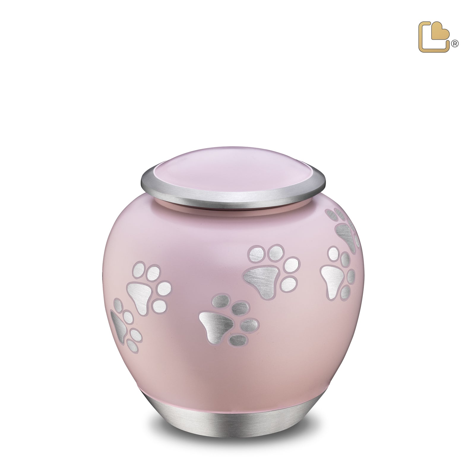 P552M Shadow Medium Pawprint Pet Urn Pink & Bru Pewter
