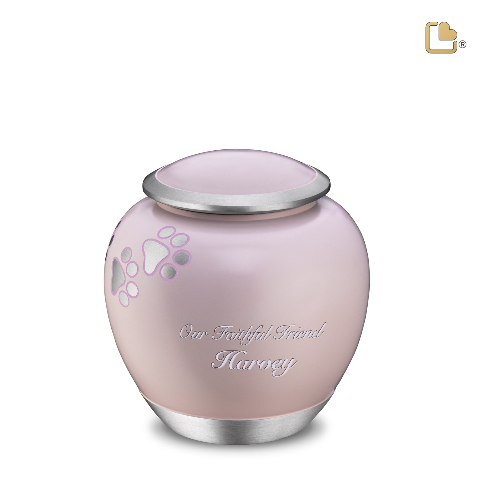 P552M Shadow Medium Pawprint Pet Urn Pink & Bru Pewter