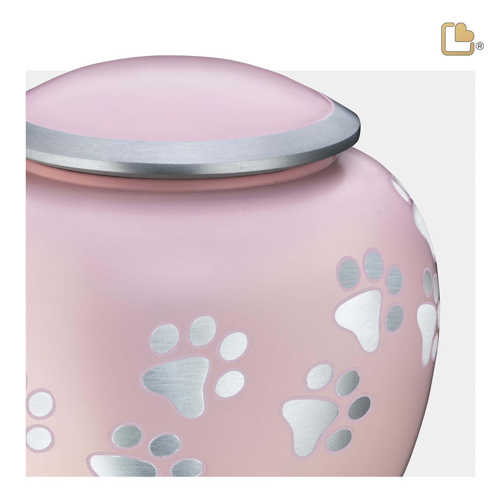 P552M Shadow Medium Pawprint Pet Urn Pink & Bru Pewter