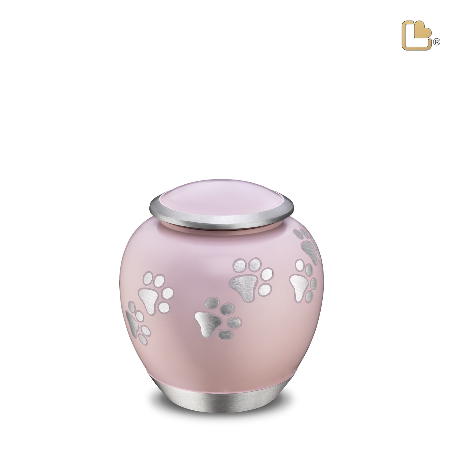 P552S Shadow Small Pawprint Pet Urn Pink & Bru Pewter