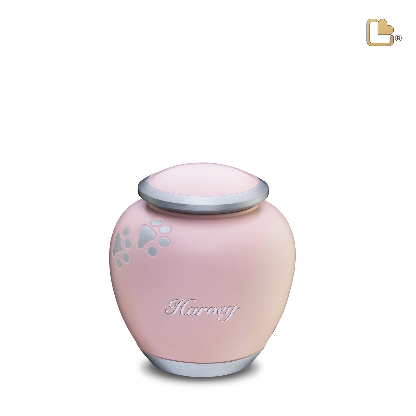 P552S Shadow Small Pawprint Pet Urn Pink & Bru Pewter