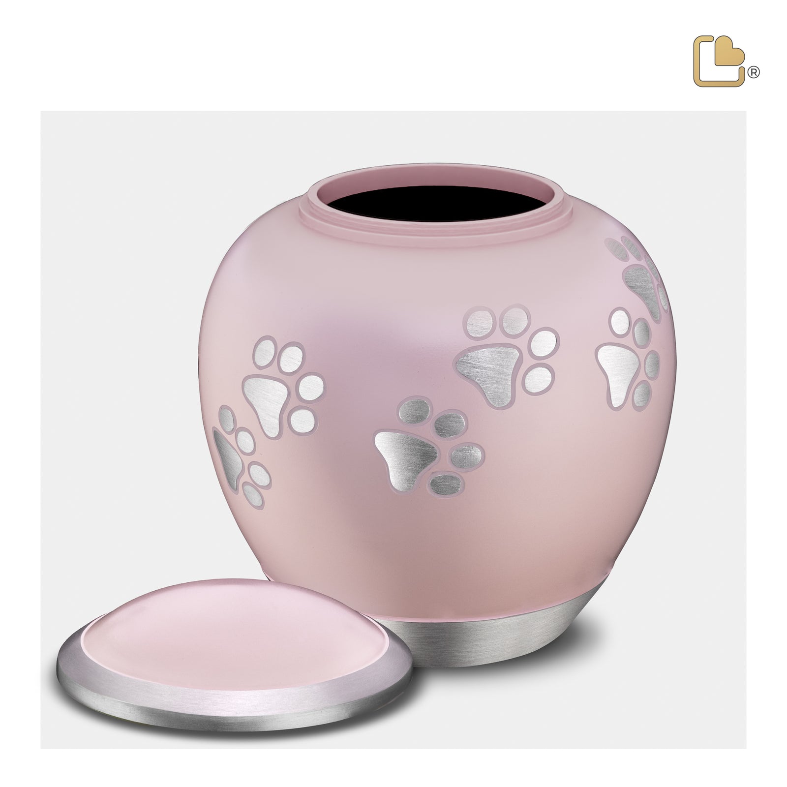 P552S Shadow Small Pawprint Pet Urn Pink & Bru Pewter