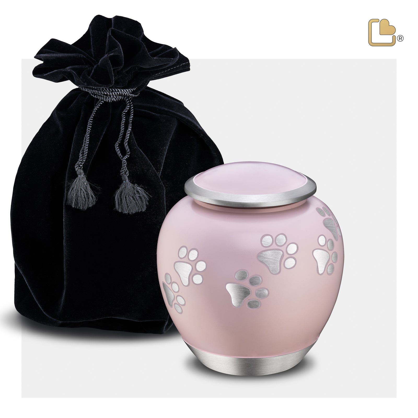 P552S Shadow Small Pawprint Pet Urn Pink & Bru Pewter