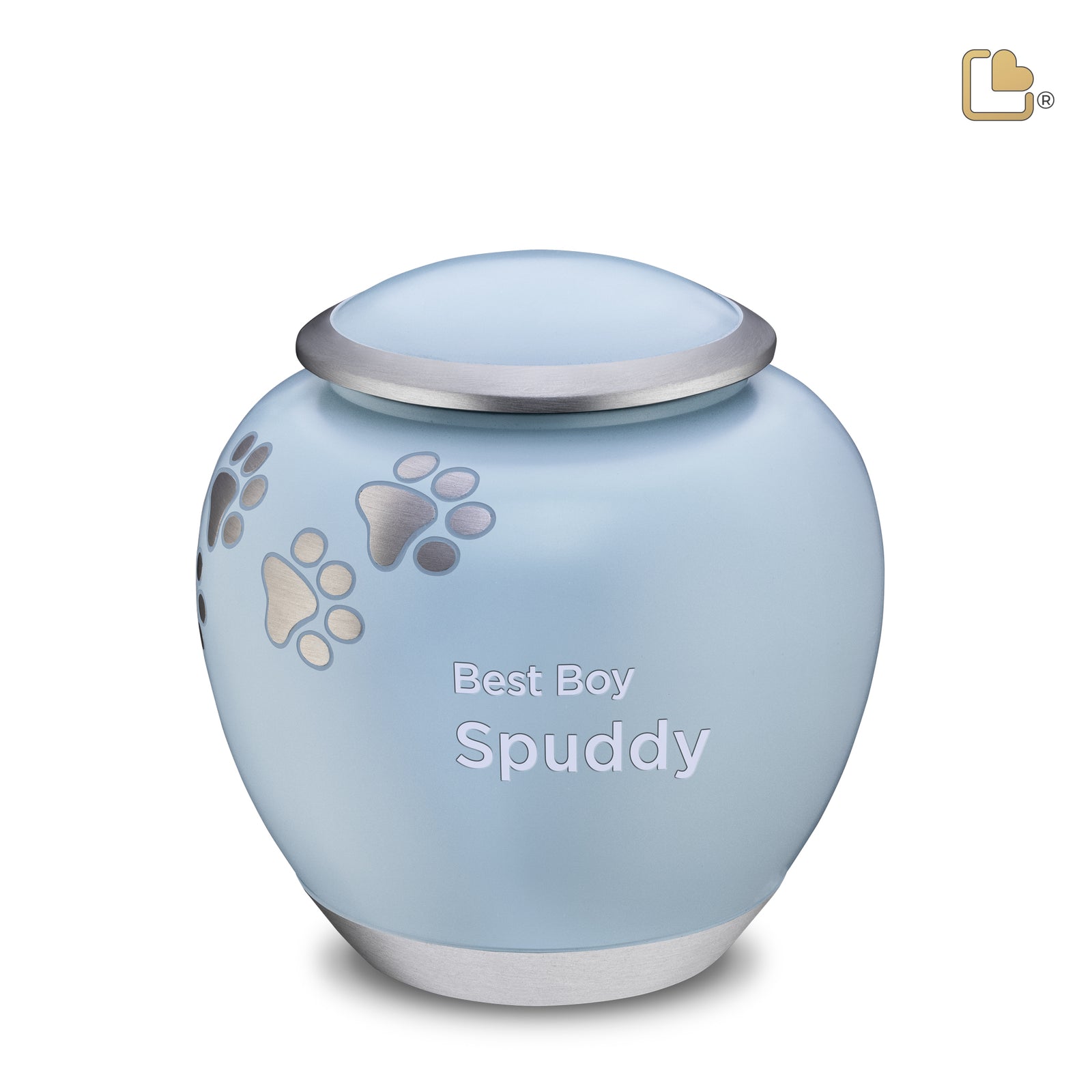 P553L Shadow Large Pawprint Pet Urn Blue & Bru Pewter
