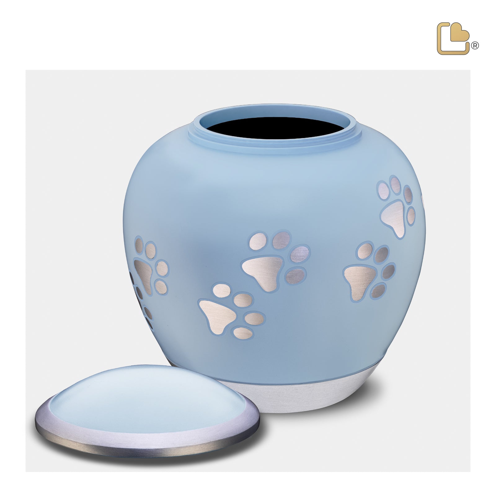P553L Shadow Large Pawprint Pet Urn Blue & Bru Pewter
