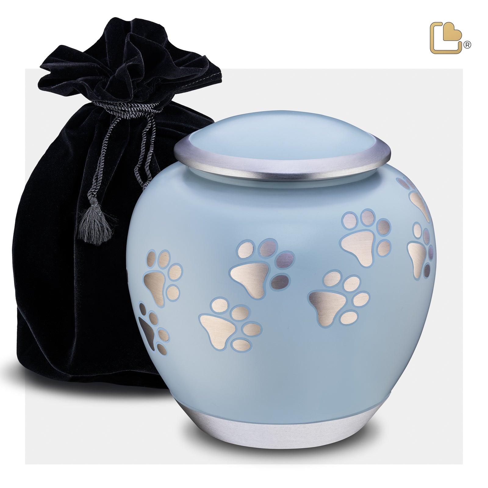 P553L Shadow Large Pawprint Pet Urn Blue & Bru Pewter