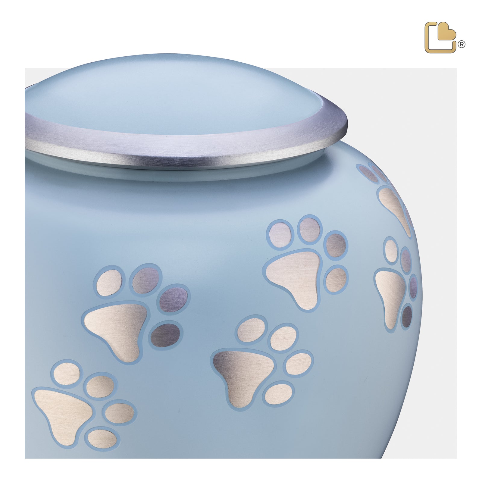 P553M Shadow Medium Pawprint Pet Urn Blue & Bru Pewter