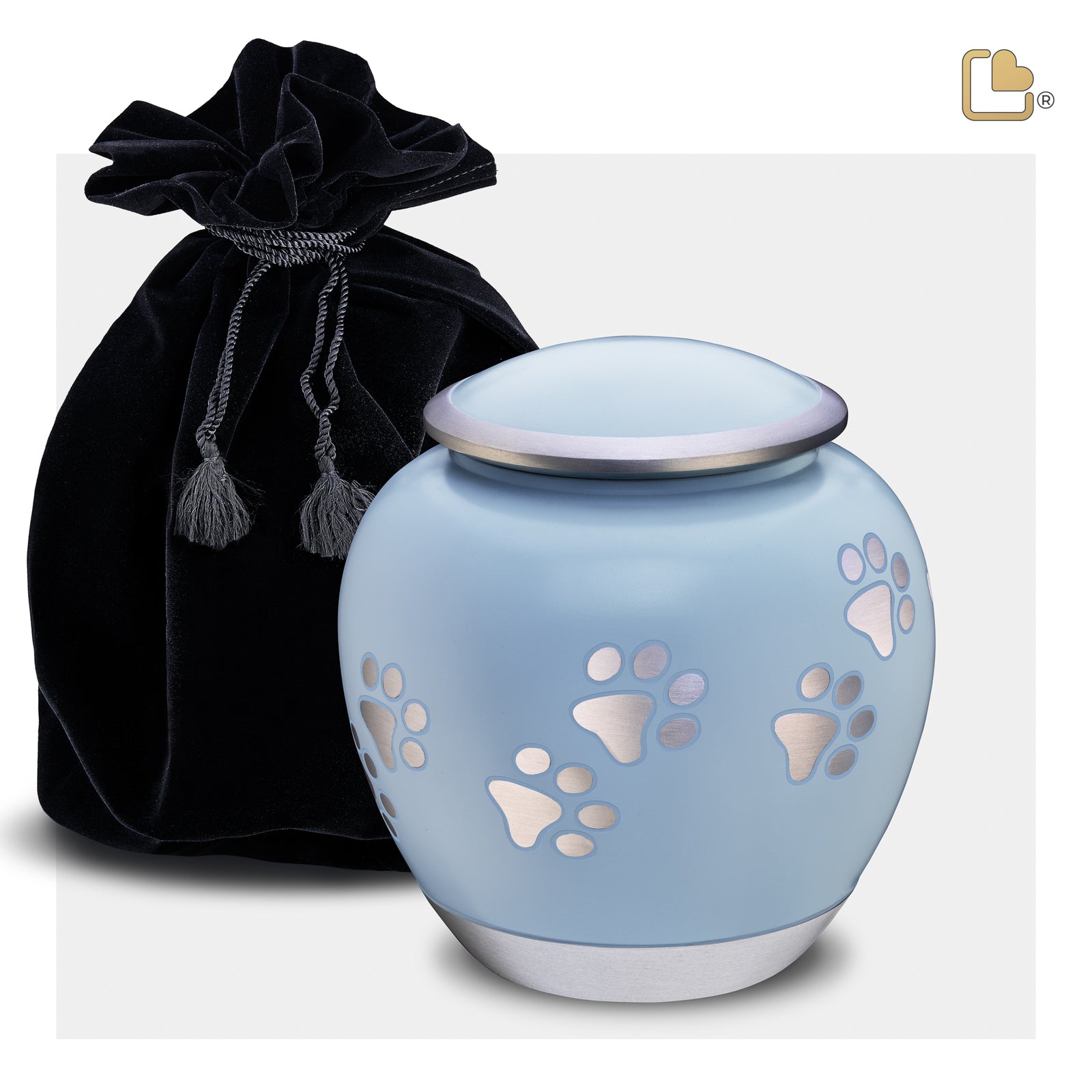 P553M Shadow Medium Pawprint Pet Urn Blue & Bru Pewter