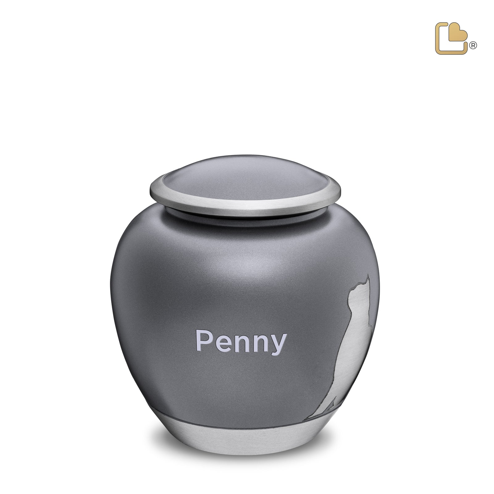 P554M Shadow Medium Cat Pet Urn French Grey & Bru Pewter