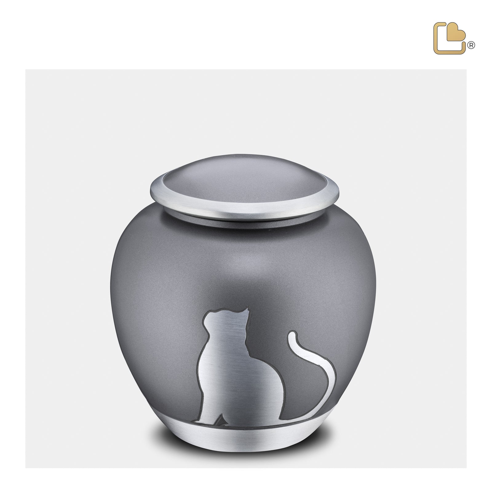 P554M Shadow Medium Cat Pet Urn French Grey & Bru Pewter