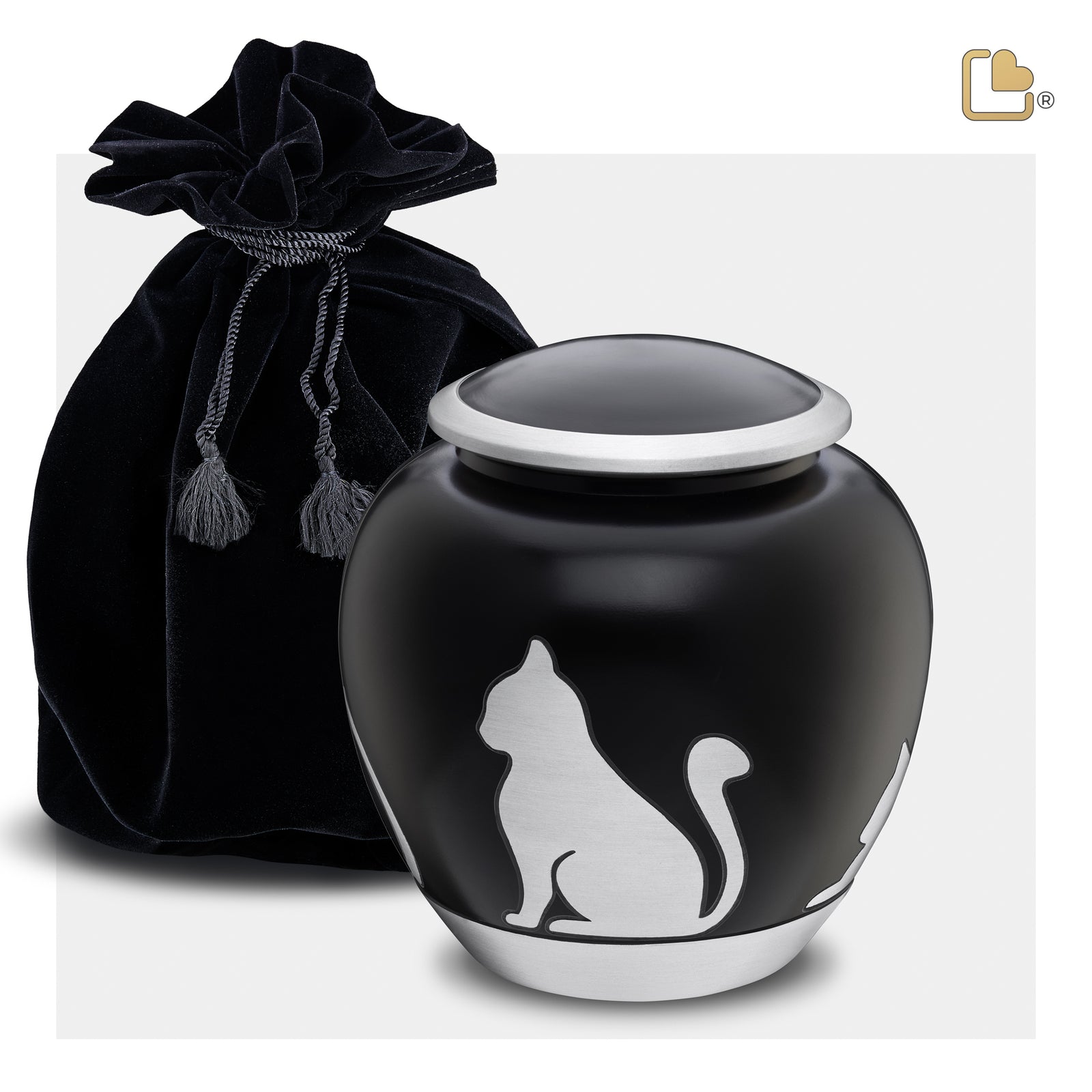 P555M Shadow Medium Cat Pet Urn Black & Bru Pewter