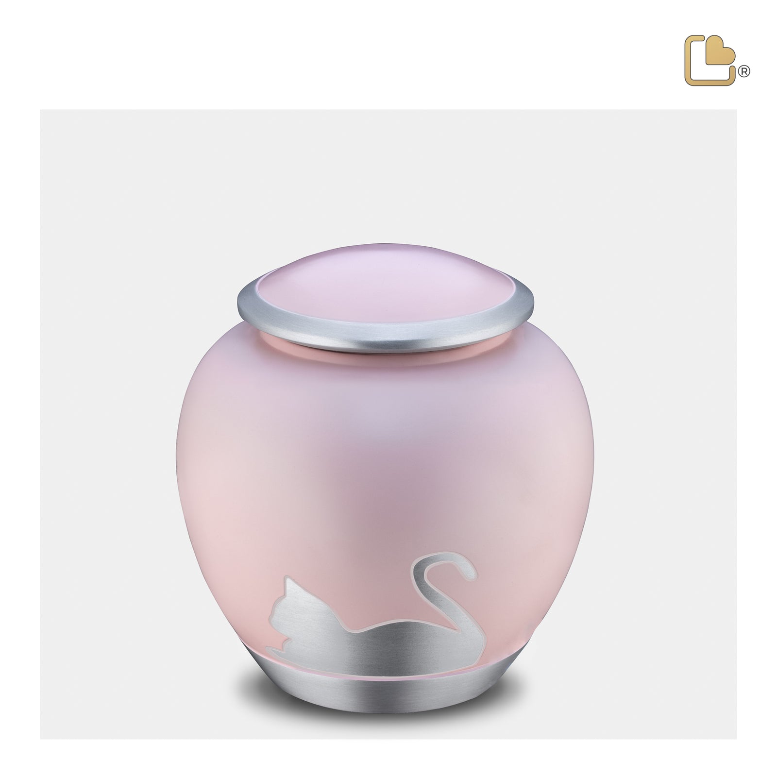 P556M Shadow Medium Cat Pet Urn Pink & Bru Pewter