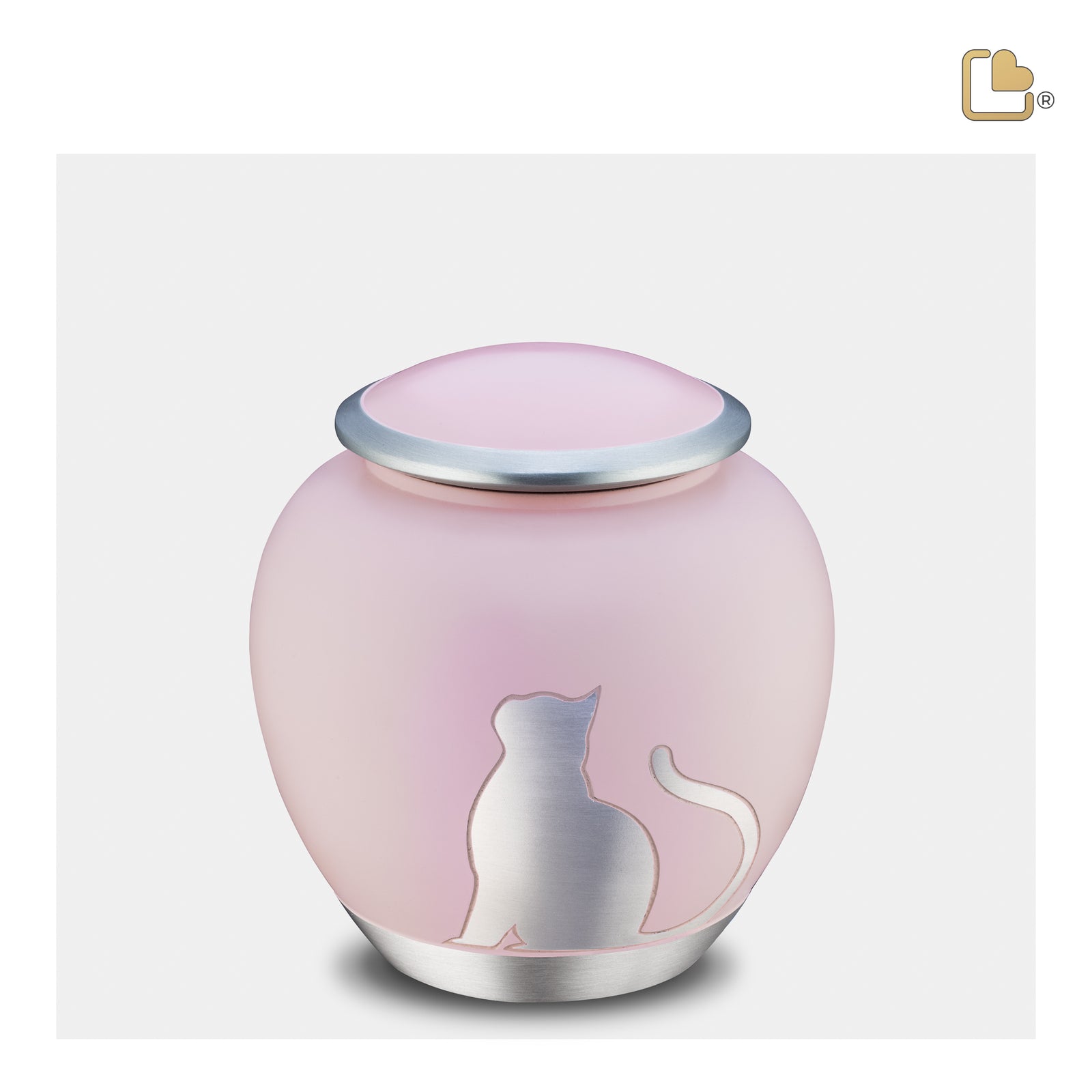 P556M Shadow Medium Cat Pet Urn Pink & Bru Pewter