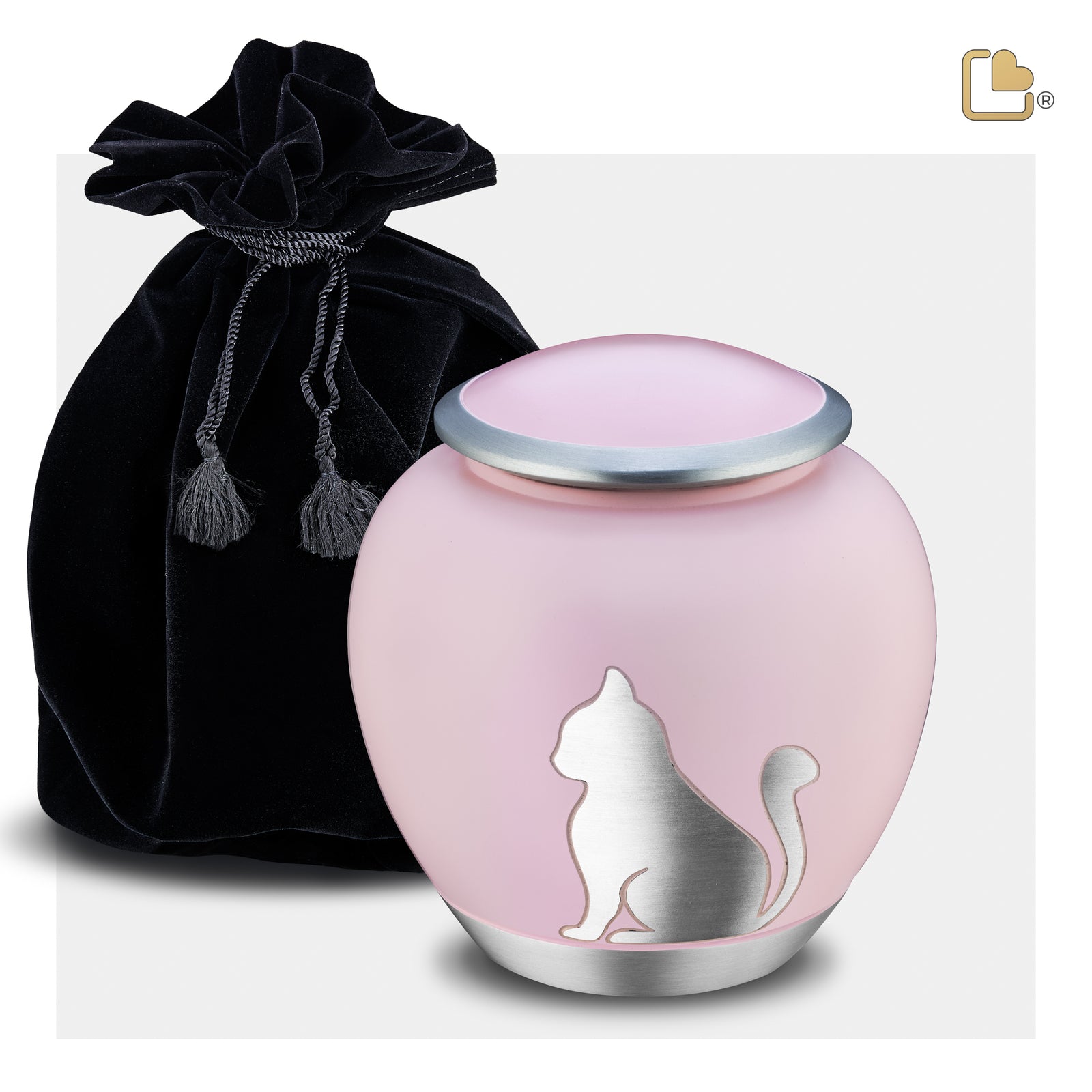 P556M Shadow Medium Cat Pet Urn Pink & Bru Pewter