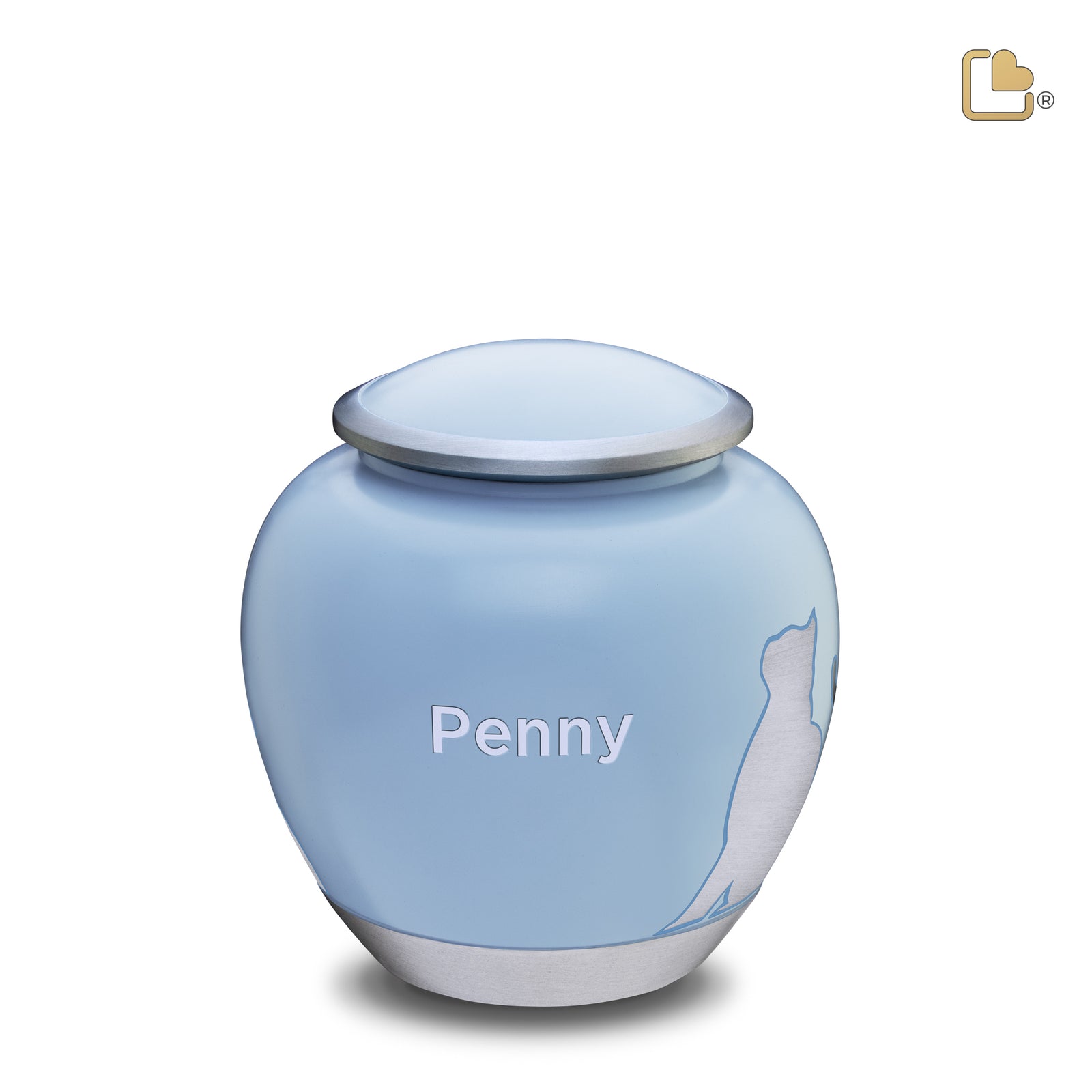P557M Shadow Medium Cat Pet Urn Blue & Bru Pewter