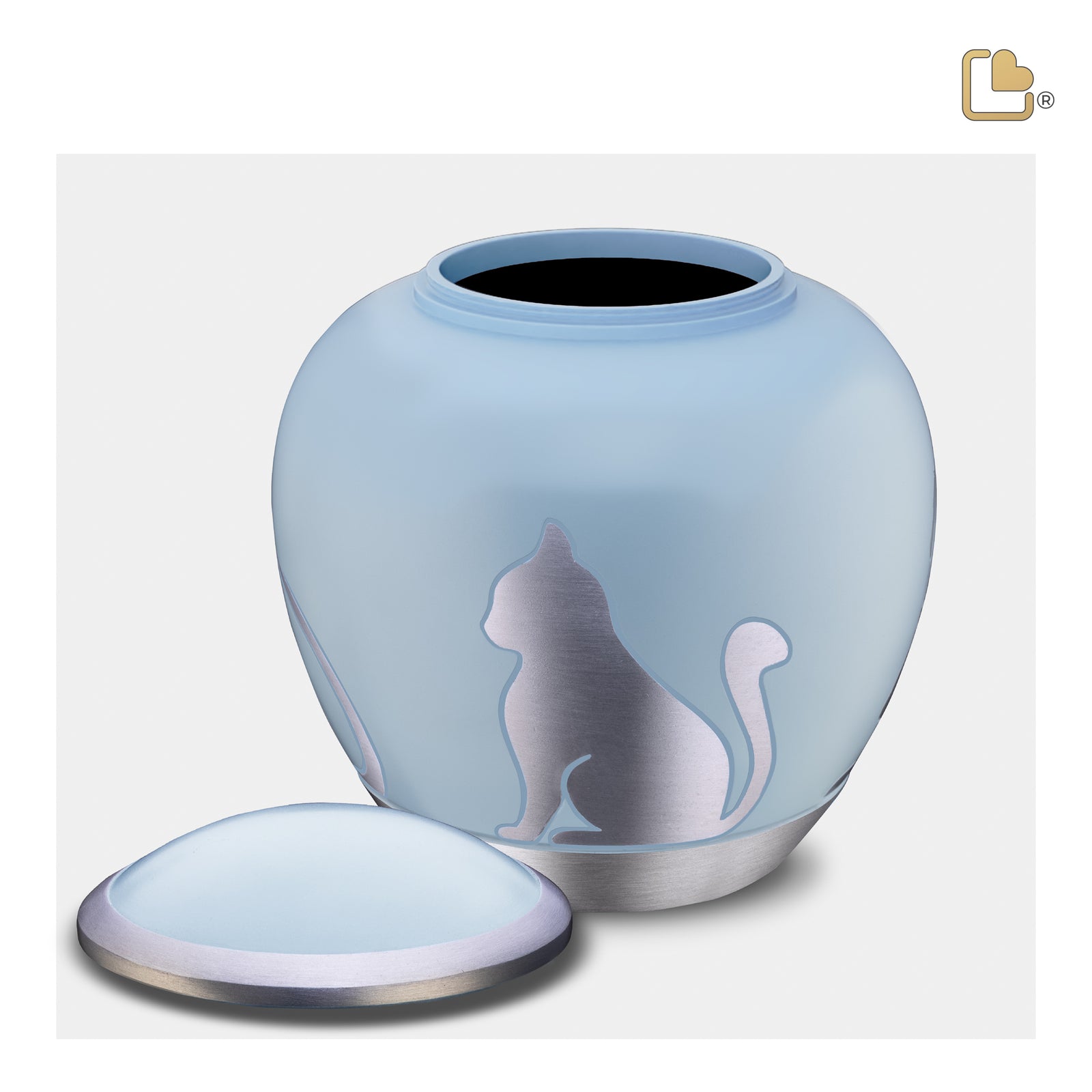P557M Shadow Medium Cat Pet Urn Blue & Bru Pewter