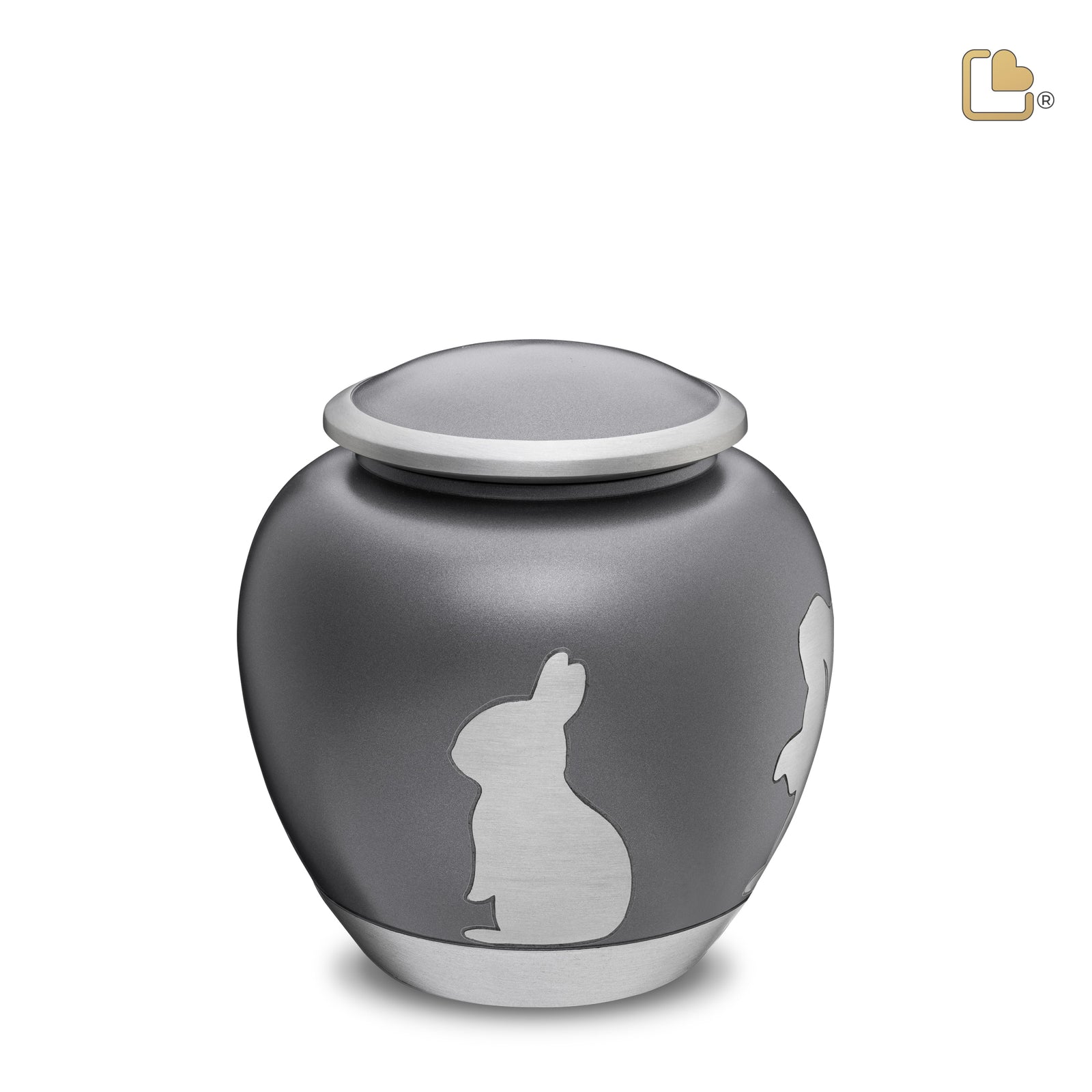 P558M Shadow Medium Rabbit Pet Urn French Grey & Bru Pewter