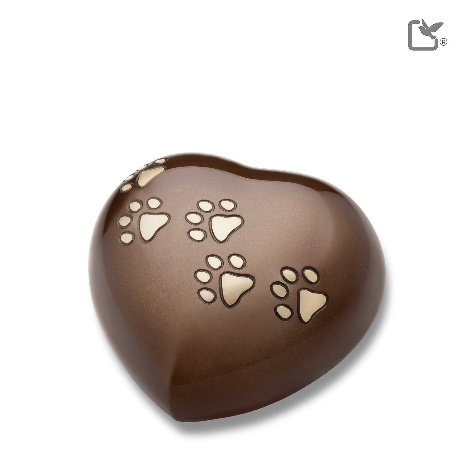 P630L Large Heart Pet Urn Bronze & Bru Gold